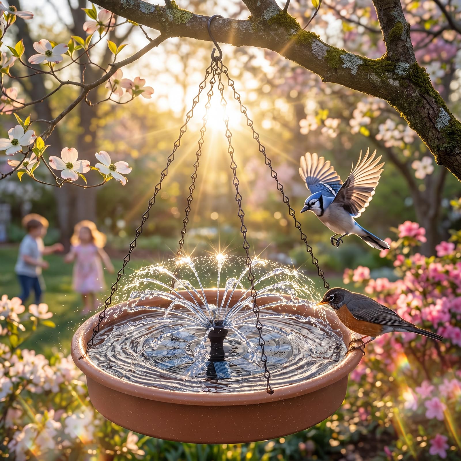 Photo 1 of ***MISSING BATH PAN****AISITIN 12 Inch Hanging Bird Bath with Solar Fountain, Outdoor Solar Powered Hanging Bird Bath Fountain, Multi-Functional Bird Basin for Drinking & Feeding, Solar Water Pump for Garden Patio Yard
