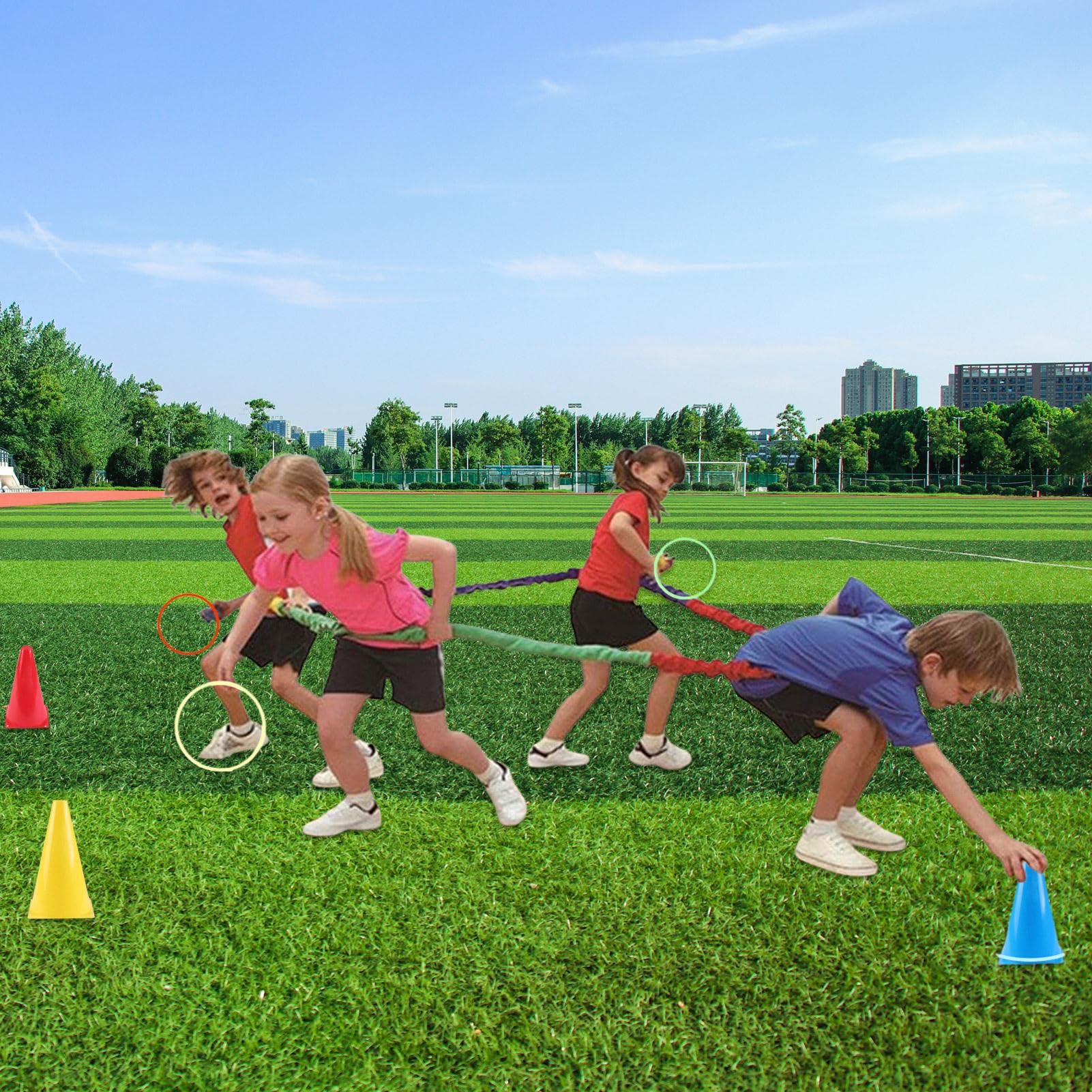 Cooperative Stretchy Band, Sport Elastic Band Game, Fun Group Activity Prop, 5,12 x 5,12 x 7,09 pollici, Interactive Movement Equipment for Youth, Girls, Boys, Family Gatherings