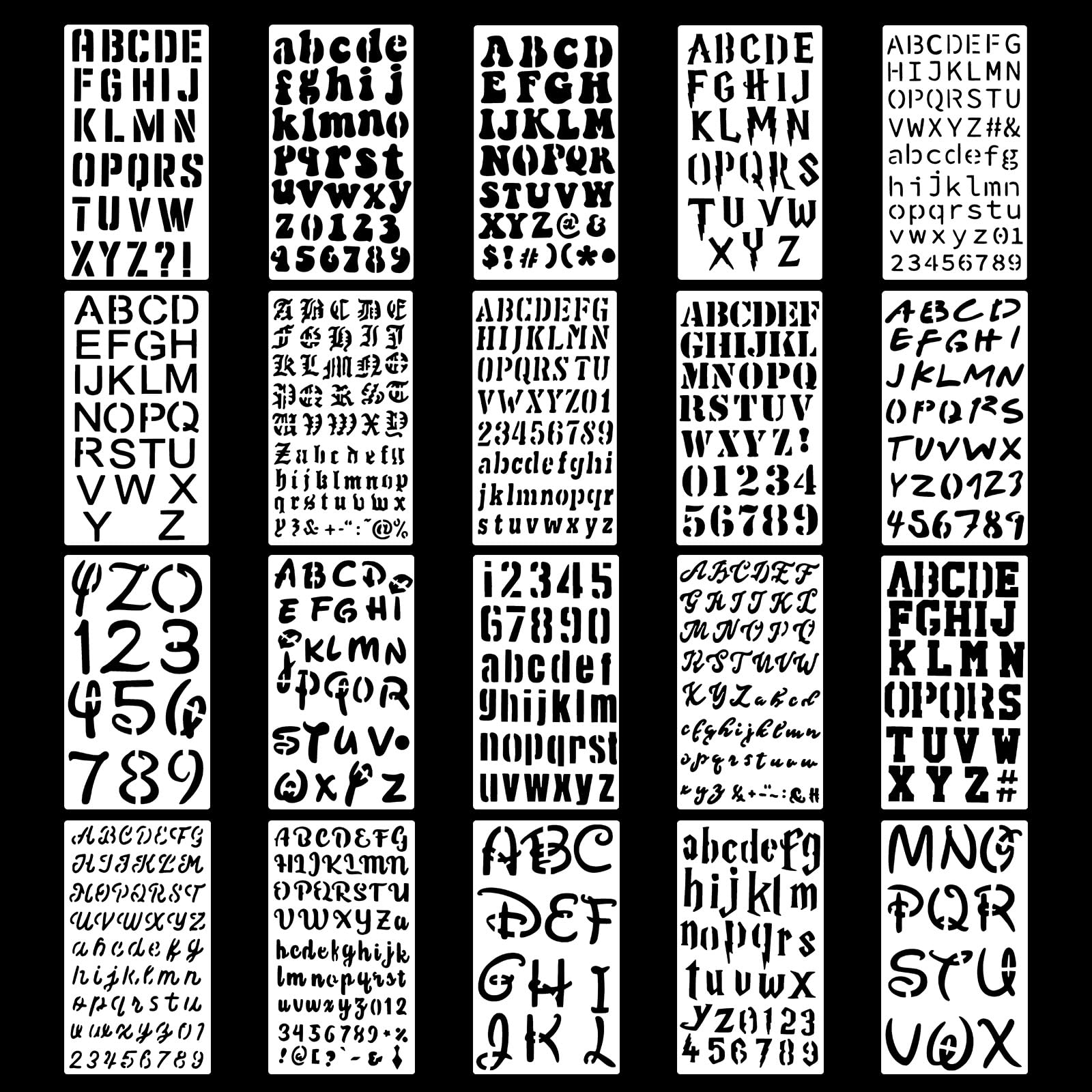 20 PCS Small Letter Stencils 1/2 Inch for Painting, Stencils for Scrapbooking Letters, Letter and Number Stencil for Painting, Plastic Alphabet Stencil for Journal Notebook DIY Craft Projects