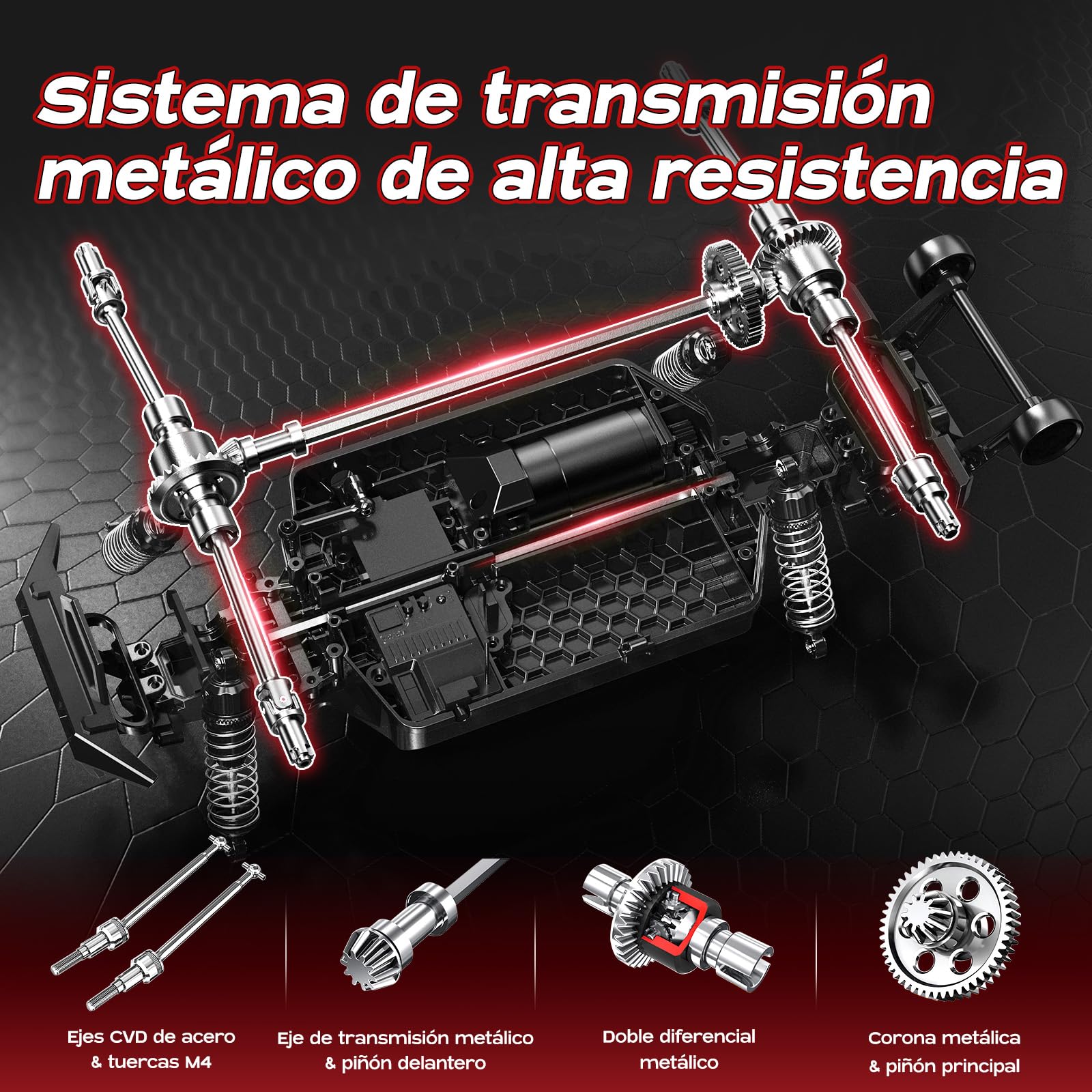 Coche Teledirigido adulto Brushless 1:14,RC Car Velocidad Máxima 70 km/h | 4WD Off-Road Truck Amortiguadores metálicos de aceite 2 Baterías 2S LiPo y Doble Juego de Neumáticos, Compatible con 3S