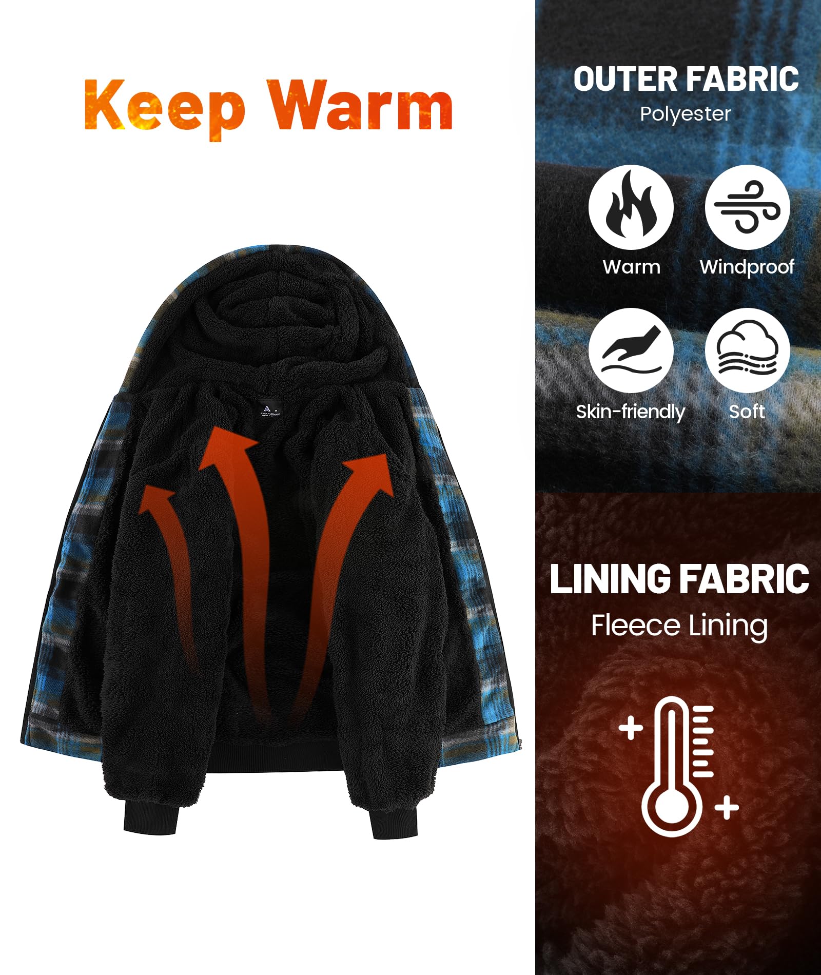 geeksport geeksport geeksport geeksport Felpa da Uomo con Cappuccio e Full Zip Fleece Hoodies for Men Sportive Inverno