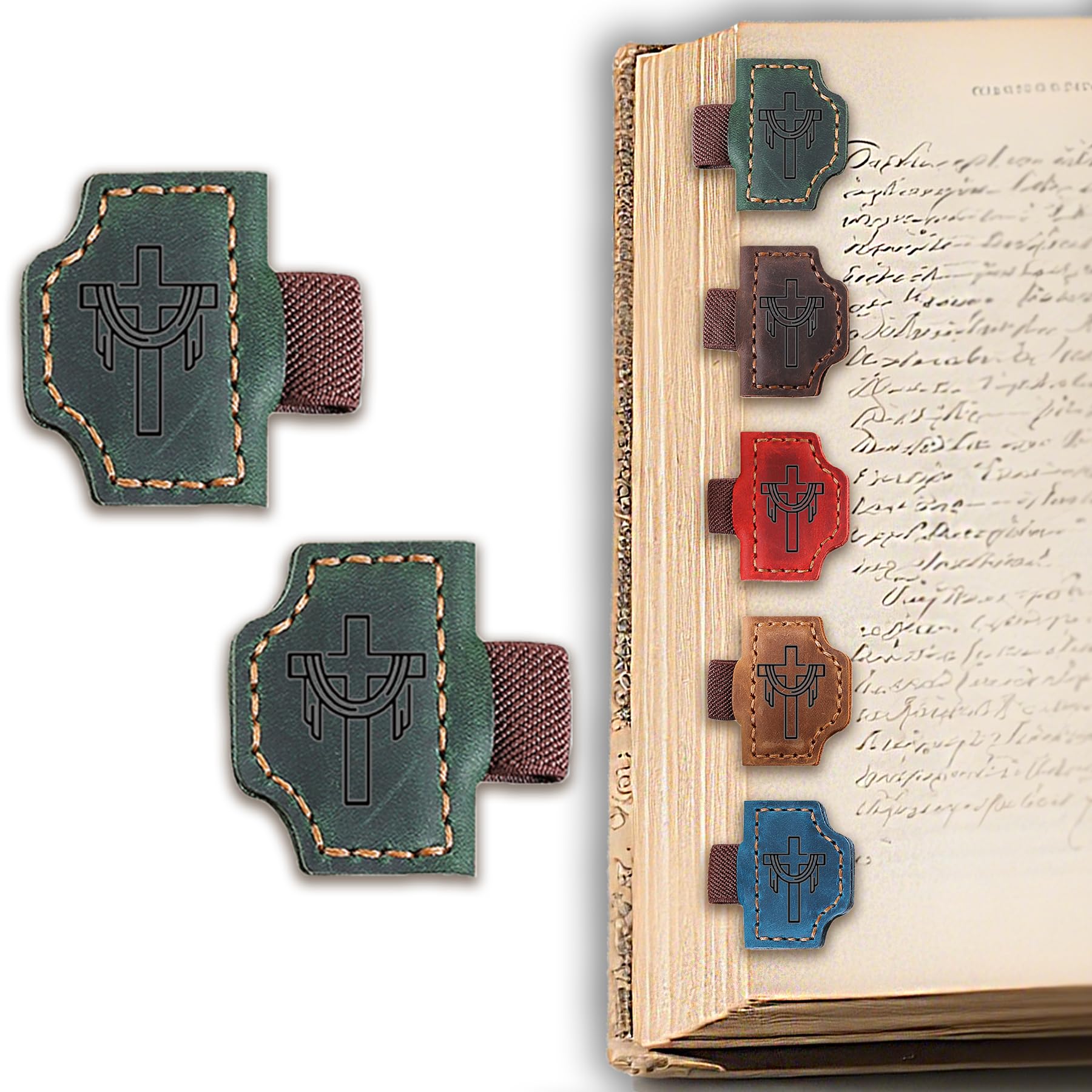 2PCS Personalized Leather Magnetic Bookmarks, Bookmark with Pen Holder, Personalized Bookmark Pen Holder Magnetic Leather Pen Holder for Gifts for