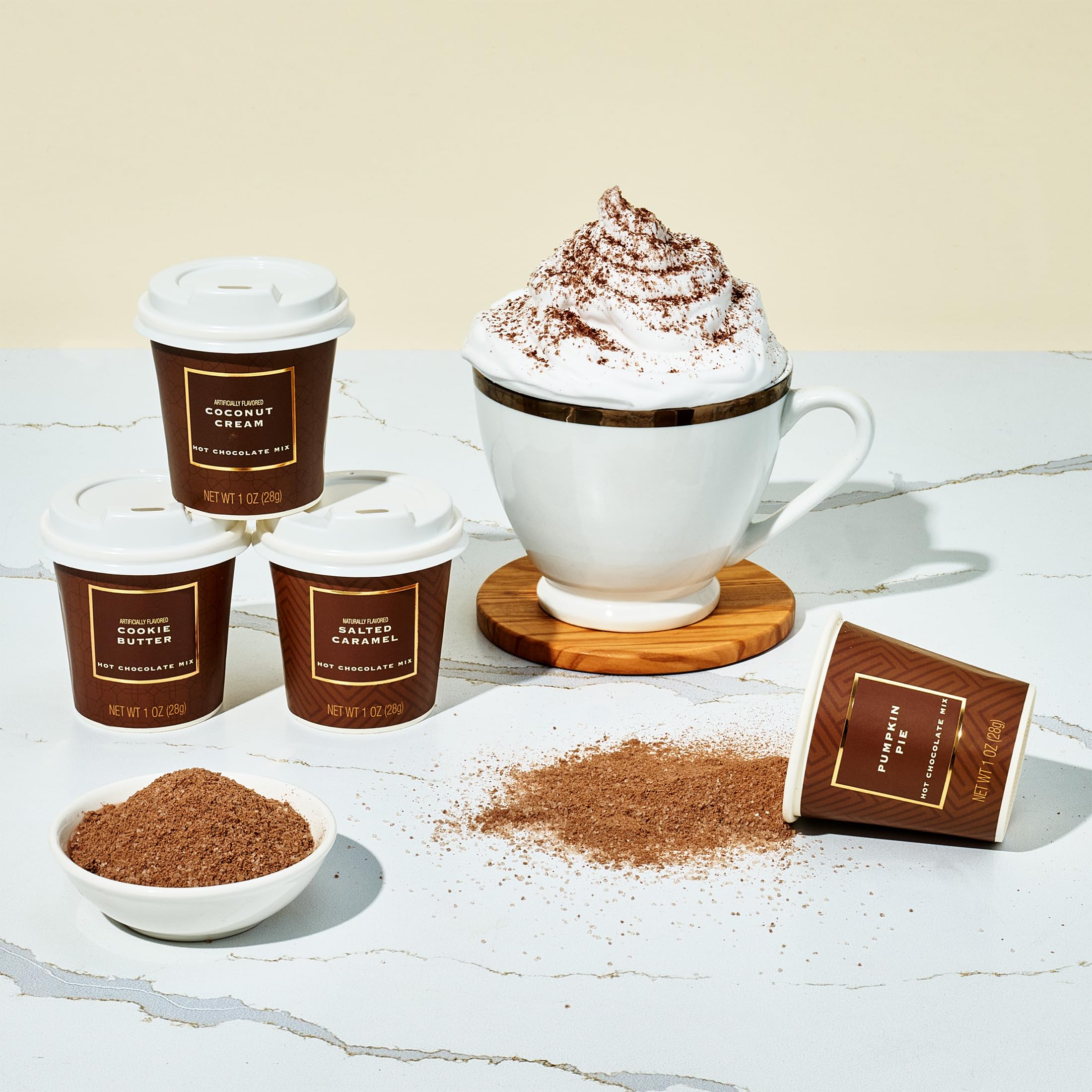 Set regalo di mini cioccolata calda BomBombs in confezione marrone esclusiva, i gusti dessert includono Rocky Road, Cookie Butter, Pumpkin Pie e altro, set da 12