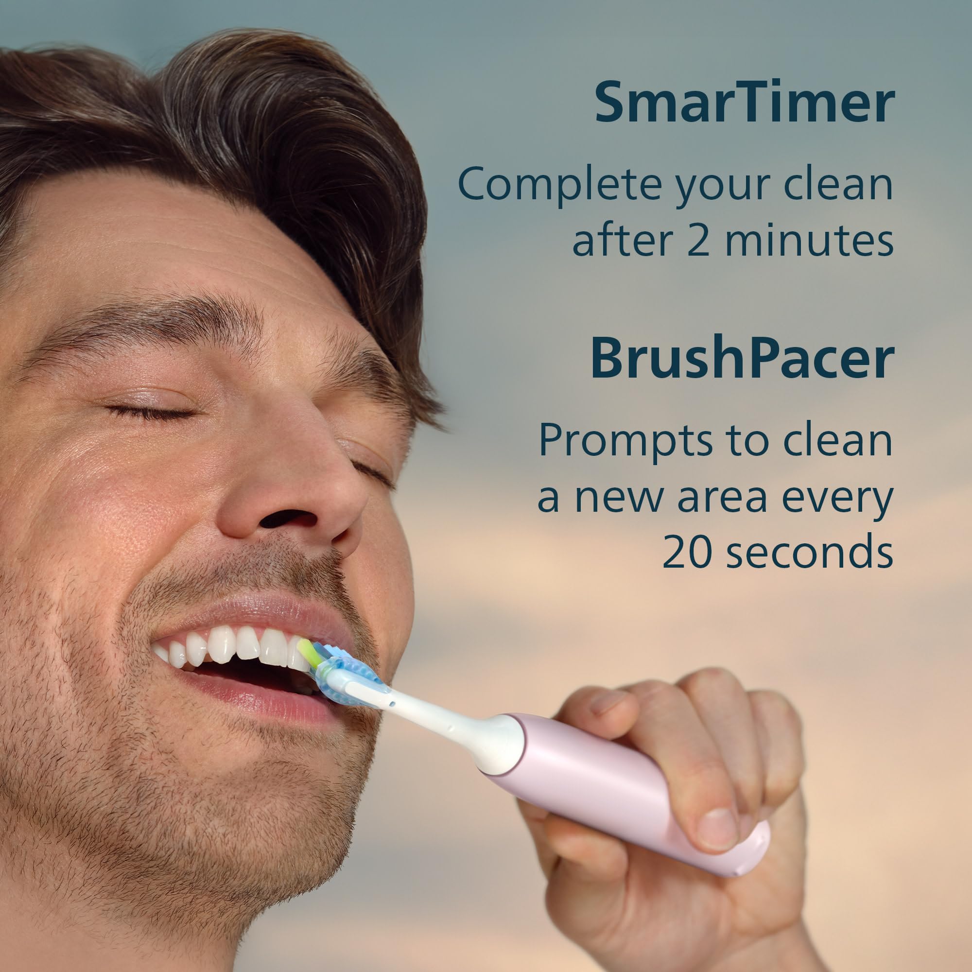Philips Sonicare 5900 Series Electric Toothbrush - Next-Generation Sonicare Technology, Pressure Sensor, 6 Brushing Settings, SmarTimer, BrushPacer, 21-Day Runtime, Light Pink, Model HX7132/02