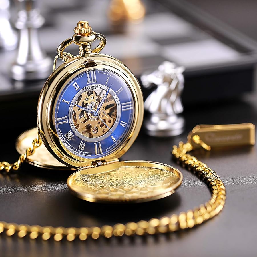 アンティーク風 手描き懐中時計 Amazon | TREEWETO 機械式 懐中時計 アンティーク ブルー