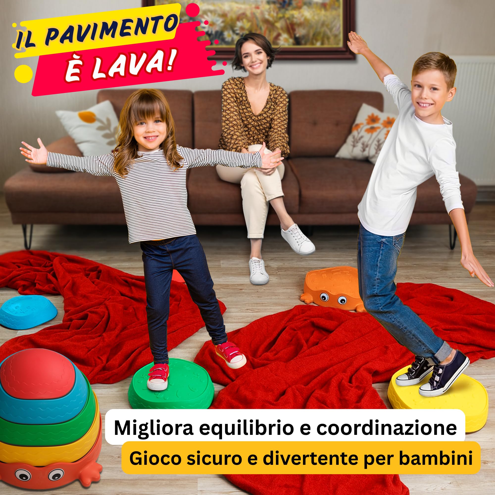 Pietre di equilibrio per bambini – Antiscivolo & stabili – Gioco Montessori per sviluppare equilibrio, motricità & coordinazione – Gioco sensoriale ed educativo per interno & esterno