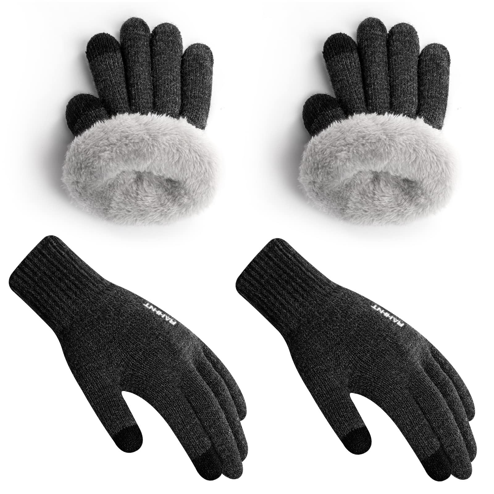 Rahhint Kids Winter Gloves for Boys Girls Children Toddler Thermal Wool Knit Gloves with Insulated Fleece Lining Warm Gift