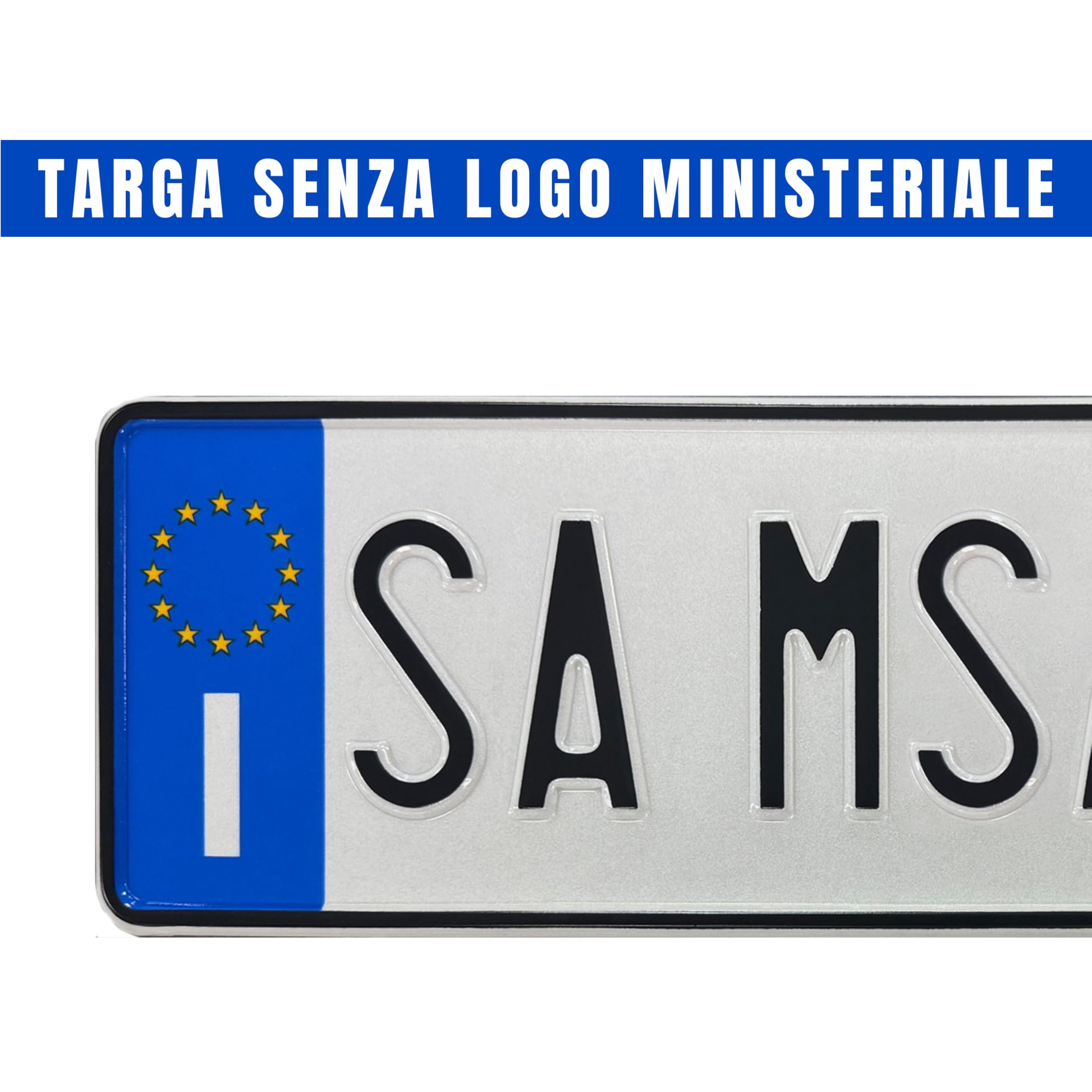 Targa Decorativa - Personalizzabile - Formato Modello Posteriore - in Alluminio Catarifrangente con Caratteri in Rilievo Battuto