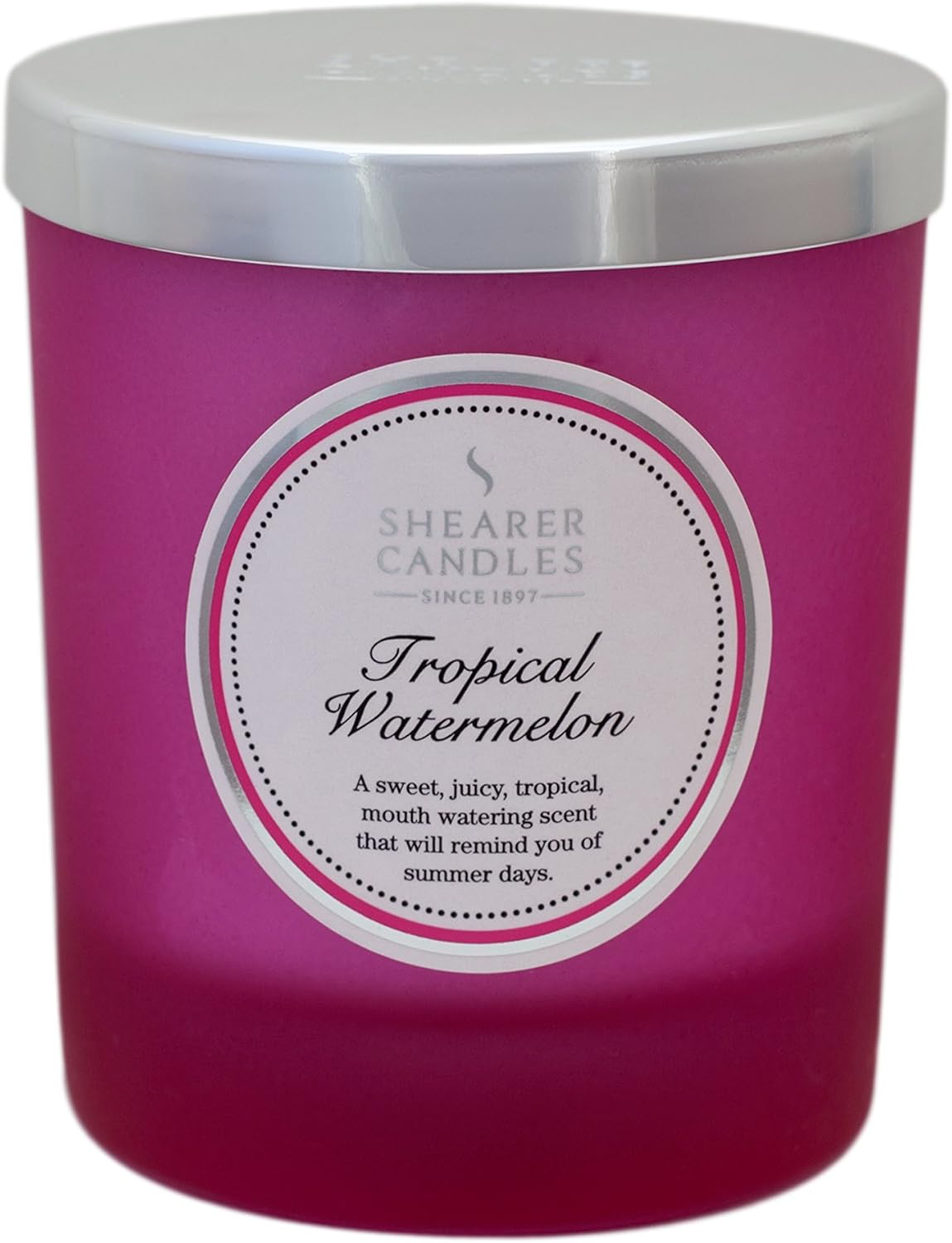 Shearer Candles Tropical Watermelon Scented Jar Candle with Silver Lid