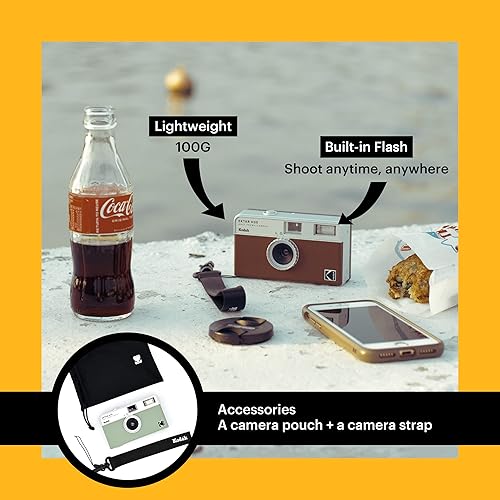 Miniatura 10 de KODAK EKTAR H35 - Cámara de medio cuadro, 35mm, reutilizable, sin enfoque, ligera, fácil de usar, (marrón y pilas AAA no incluidas)