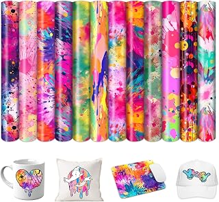 Paint Splatter Sublimation Transfer Ink Paper-12pcs 12"x10" Watercolor Patterned Sublimation Transfer Paper for Mugs DIY Sublimation Paper