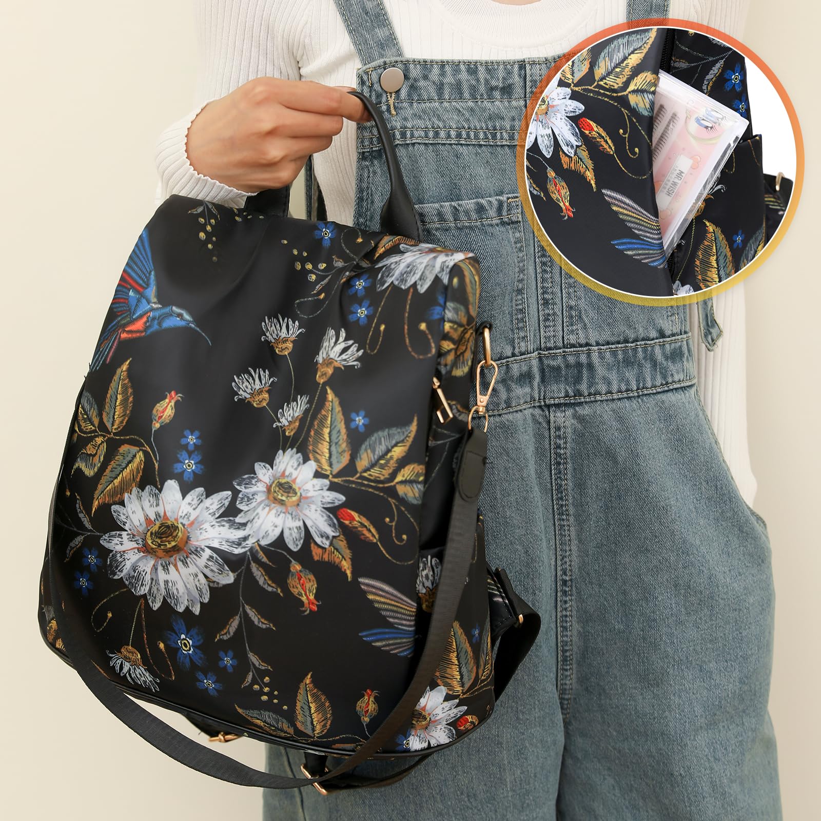 volumoon Donna Zaino Antifurto Impermeabile Borse a Spalla, Nylon borsa da viaggio, moda zaino casual borsa a tracolla, Borsa Tracolla Borse a Mano Zaini Casual Zainetto Ragazze Cartelle