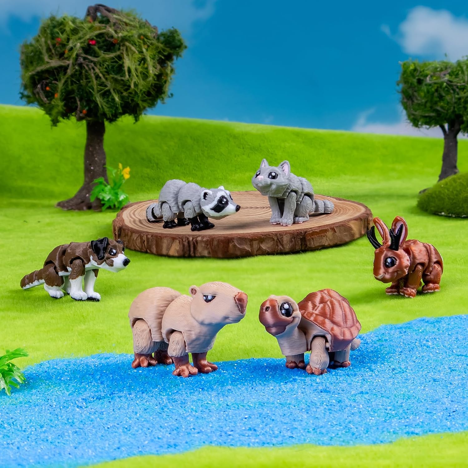 21 Pcs Mini 3D Printed Animals Figurines Set with Movable Joints - Detailed Collectible Figurines for Home Office Desk Display image 3