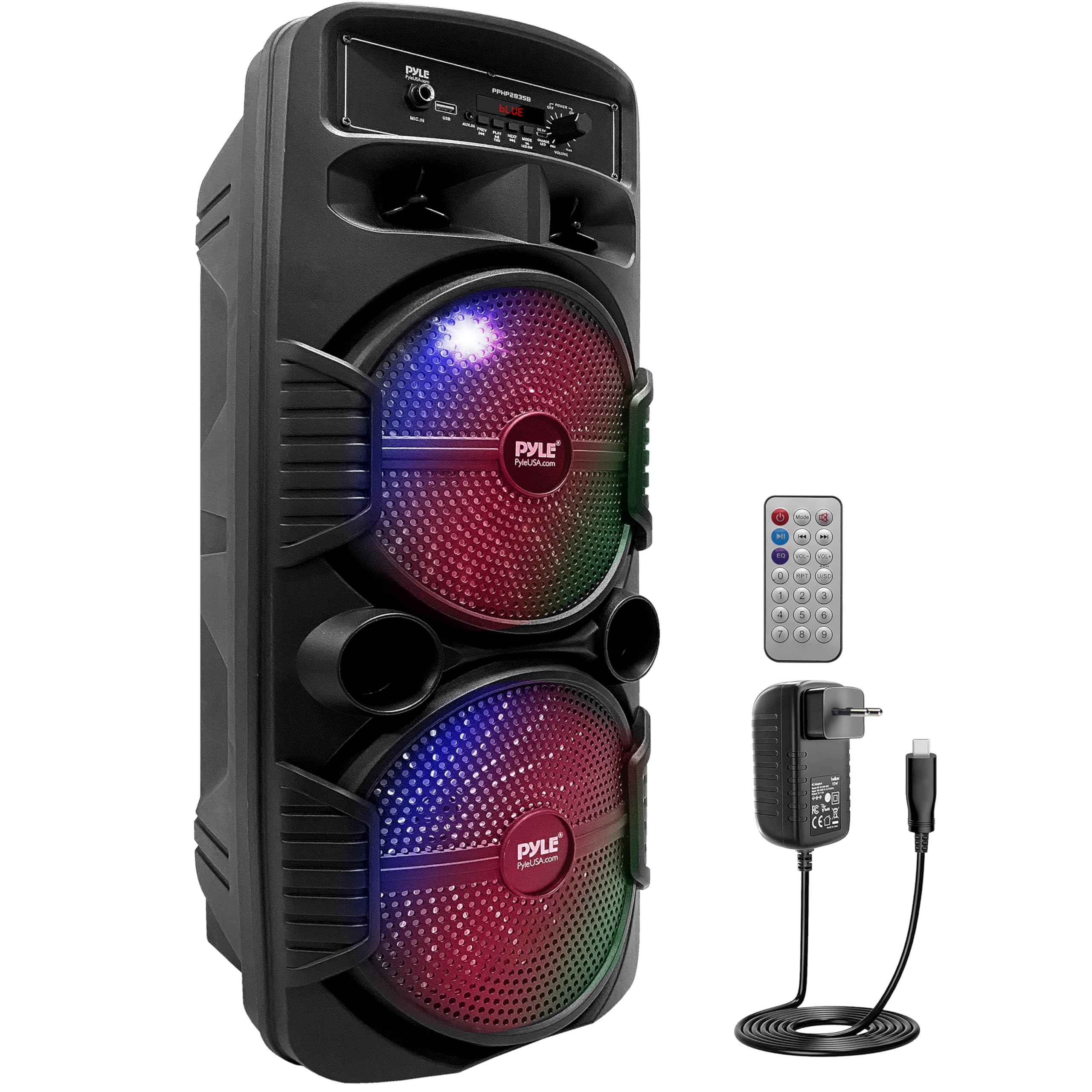 Pyle Enceinte Bluetooth, Enceinte Portable Extérieure Rechargeable de 600 W, Haut Parleur Sono avec Double Caisson de Basses, Tweeter, Entrée Microphone, Lumières de Fête, USB, Radio, Télécommande - Les Beatles, Paul McCartney, John Lennon, RIngo Starr, George Harrison Pyle Enceinte Bluetooth, Enceinte Portable Extérieure Rechargeable de 600 W, Haut Parleur Sono avec Double Caisson de Basses, Tweeter, Entrée Microphone, Lumières de Fête, USB, Radio, Télécommande