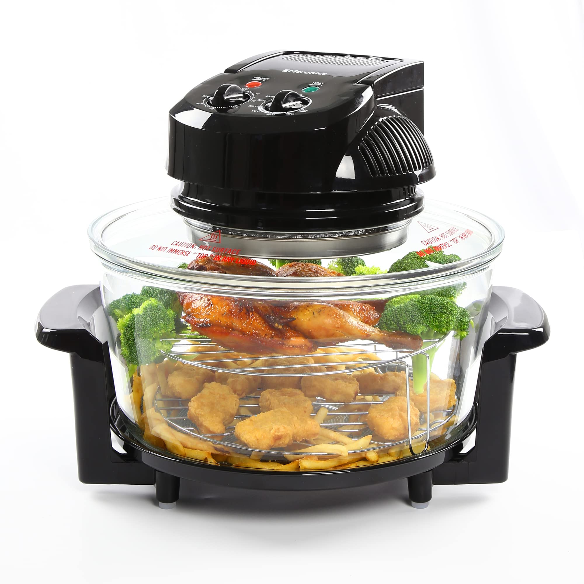 EMtronics EMHO17EXB 17 Litre Halogen Oven Air Fryer Cooker 1400W with 60 Minute Timer and Temperature Control - Black