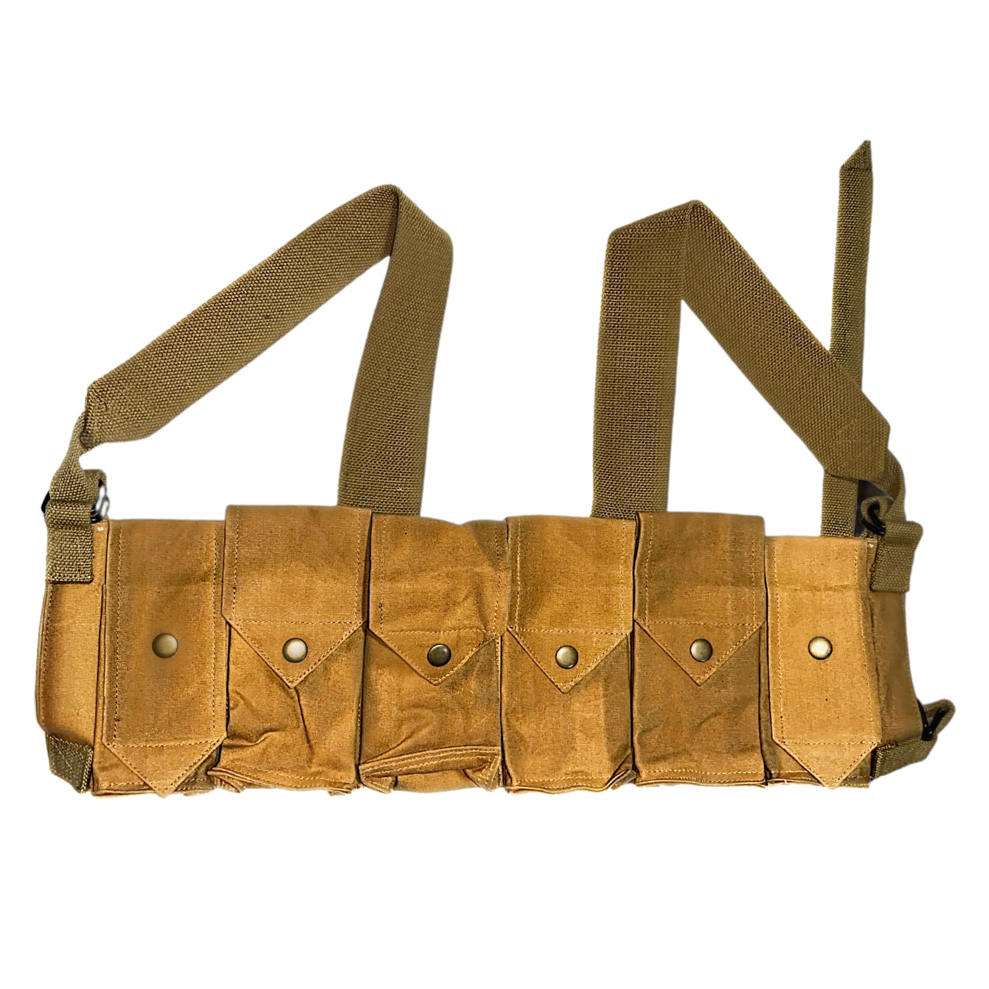 Warreplica Rhodesian Fereday & Sons Chest Rig with Grenade Pocket FAL/G3/M14 Bush War/20rd .308/7.62x51mm 4 Magazine Pouch Tactical Chest Rig with Grenade Pocket