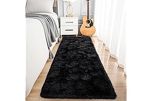 Noahas Fluffy Black Shag Runners for Hallways