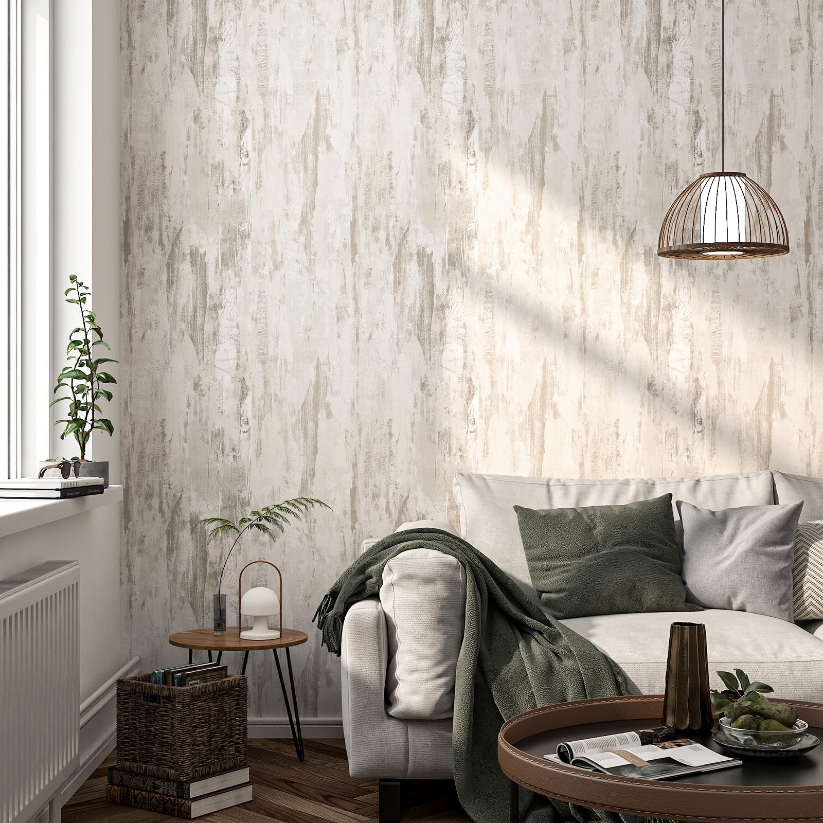 HelloWall Concrete Wallpaper Self Adhesive Beige Industrial 40cmx200cm