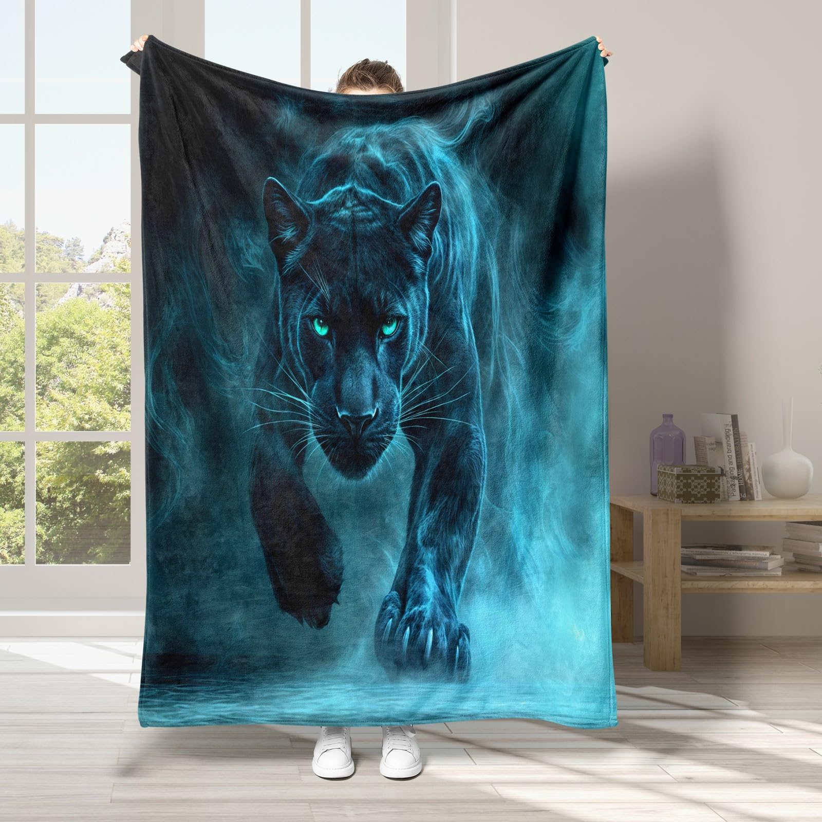 Ypthriline Leopard Flannel Throw Blanket, Animal Blankets 150 x 180cm, Soft and Cosy Fleece Blanket for Bed or Couch, Perfect as a Throw Blanket or Decorative Blankets and Throws