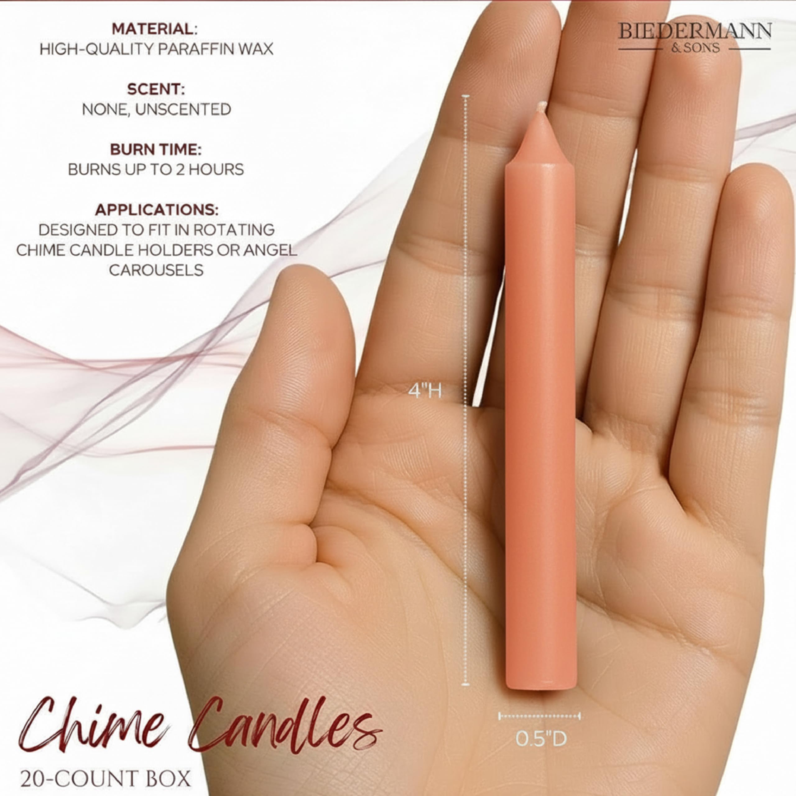 Biedermann & Sons Chime or Tree Candles pudełko 20 sztuk, pomarańczowe