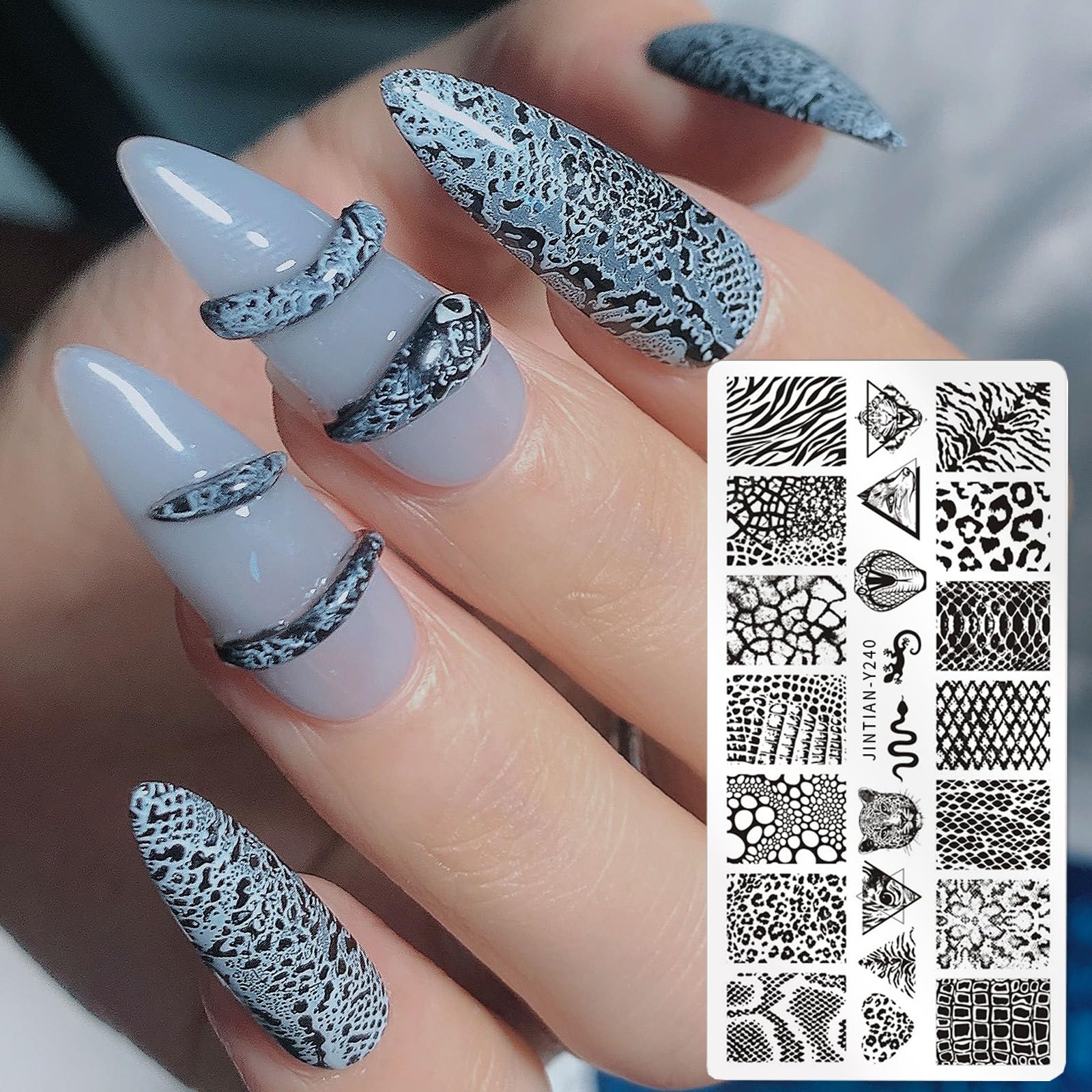 MWOOT 6 Pezzi Stamping Nail Art, Stampa Cuore Geometria Linee Animale Stencil Unghie Nail Art, Unghie Piastre Manicure Nail Piastra, Unghie Timbro Scraper Piatti Templates per Decorazione Unghie