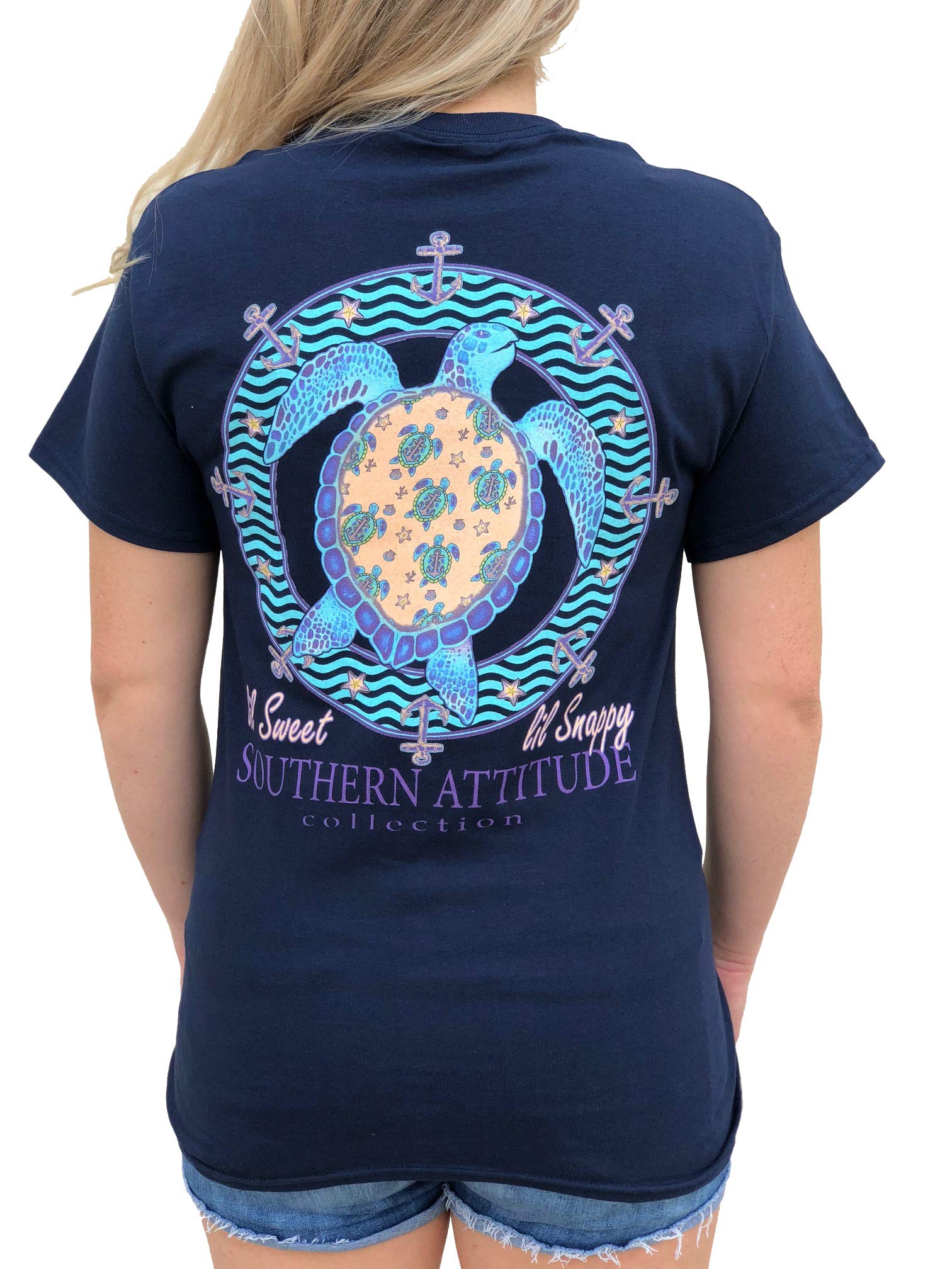 Lil Snap Turtle Navy Blue Women's Short Sleeve Shirt