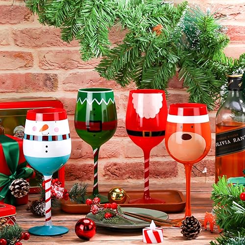 Miniatura 4 de Sliner 4 copas de vino de Navidad, regalos de Año Nuevo, vasos de Navidad, vasos de Navidad, regalos divertidos para amantes del vino, Navidad,