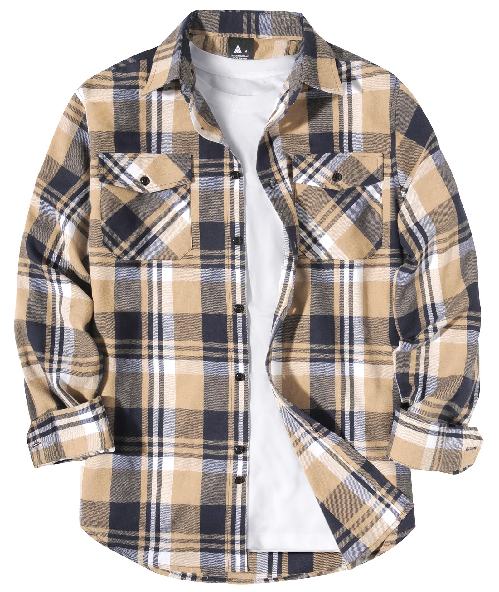 zitysport Hemd Herren Kariertes Langarm Arbeitshemd Männer Flanell Holzfällerhemd mit Brusttaschen Warmes für Outdoor Arbeit Freizeit Regular Fit