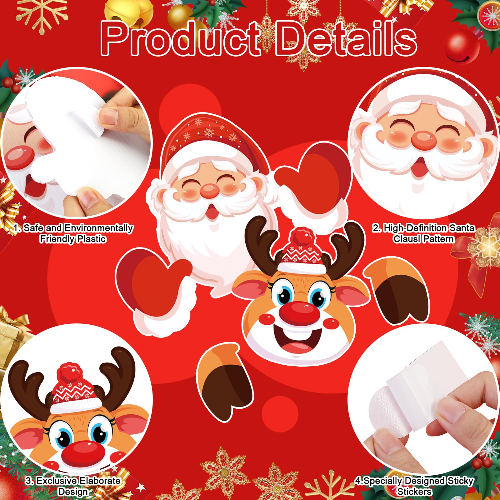 2Pcs Christmas Fence Peeker Decoration Santa Claus Elk Peeking Garden Yard Sign Decorations Cute Peeper Decorative Fence Home Decor Outdoor Lawn Pathway Parking Fence Art Sign Ornament for Holiday - Image 4