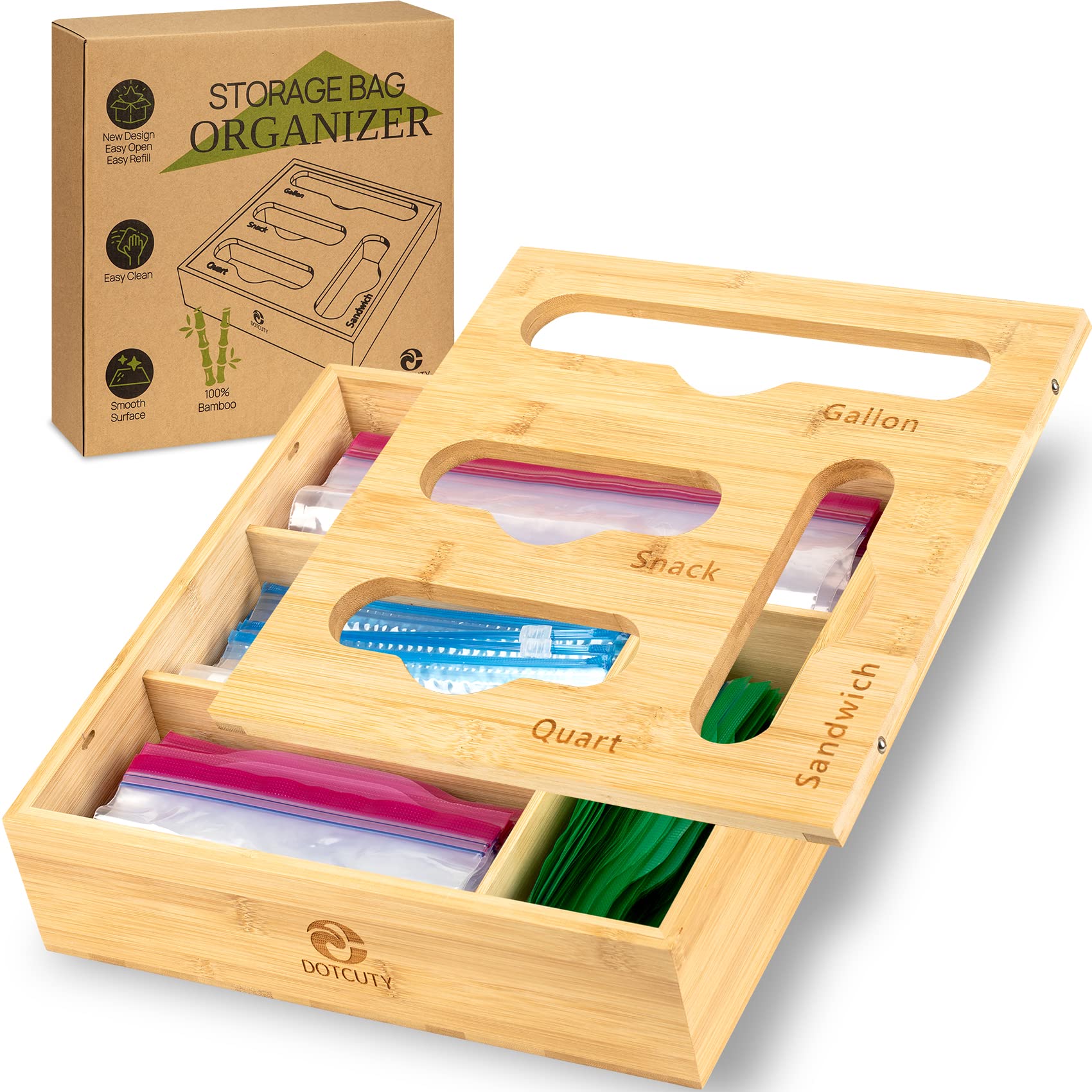 Ziplock Bag Organizer For Drawer Unique One Hand Operated Baggie