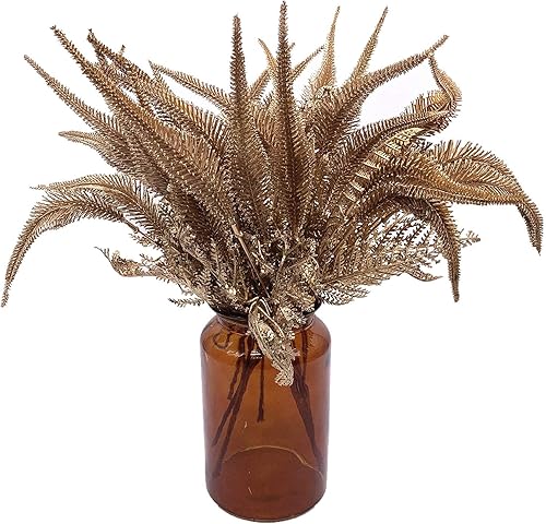 Vista 74 de CATTREE Helechos dorados - Plantas artificiales grandes y altas de 30 pulgadas, paquete de 2 decoraciones de Navidad, hojas de Boston doradas Hojas