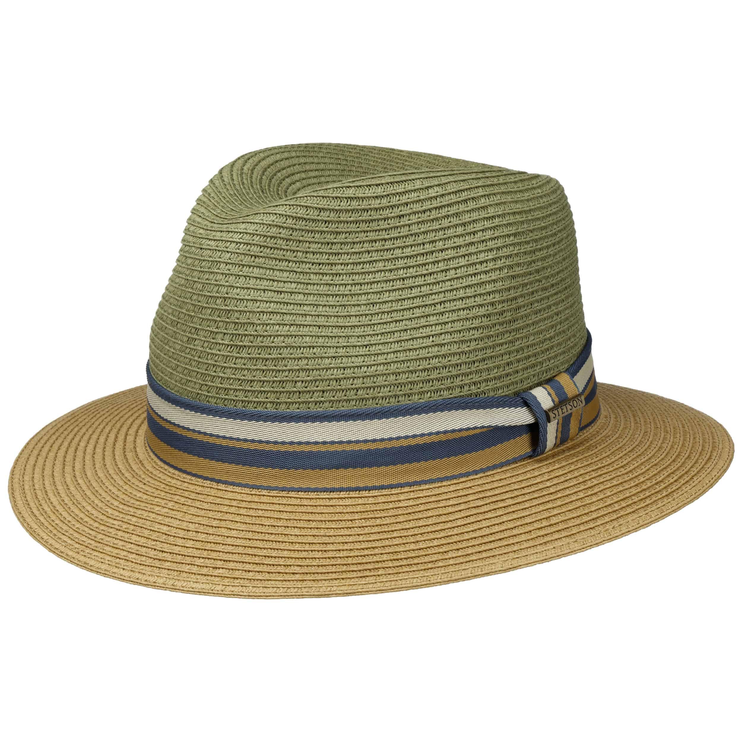Stetson Romaro Toyo Traveller Sombrero de Paja Hombre Protección UV 40+ ala Ancha Cinta de groguen Primavera Verano