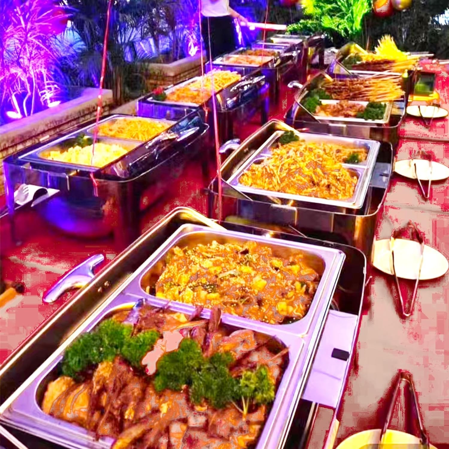Chafing Dish Buffet-Set, 9 l, isoliert, rechteckig, mit sichtbarem Roll-Top, Lebensmitteltablett, Wasserbehälter, Brennstoffständer für Hochzeiten, Partys, Bankette, Essen, 1 Stück (Größe: 2)