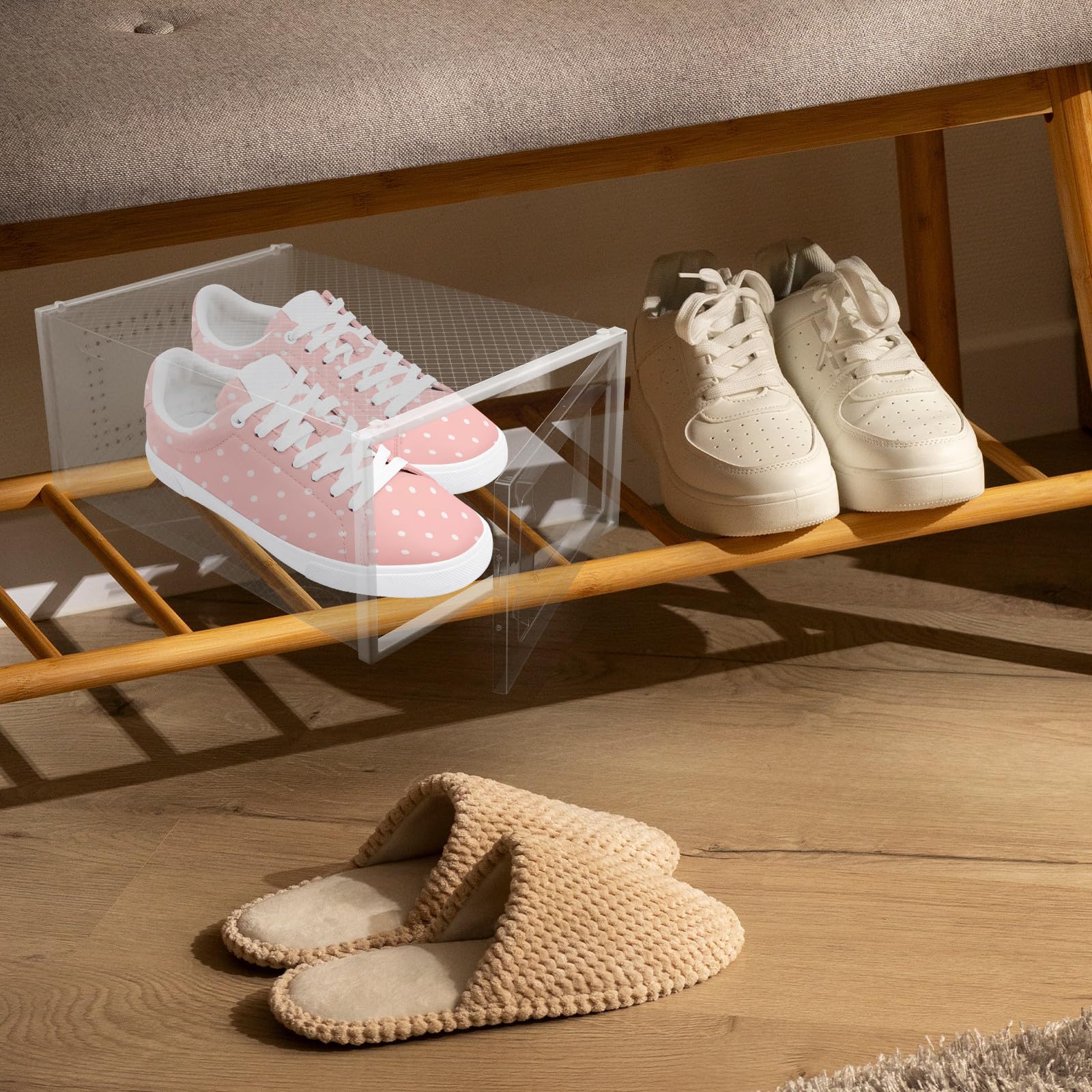 Zerodeko 6 Cajas Transparentes para Guardar Zapatos Diseño Apilable y Estilo Elegante, Organizadores de Pp Tipo Cajón para Almacenamiento Versátil en Armarios