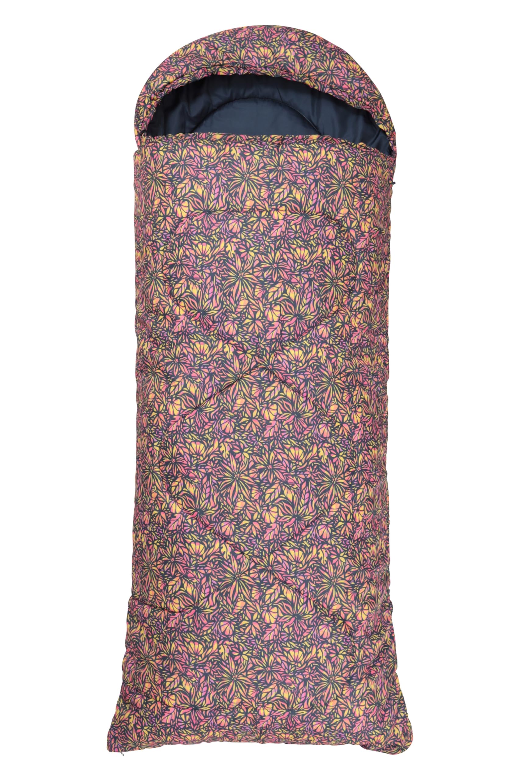 Mountain Warehouse Apex Mini Square Patterned Sleeping Bag - 2 Season, Lightweight & Insulated Bag - For Spring, Camping, Hiking & Trekking Coral One Size
