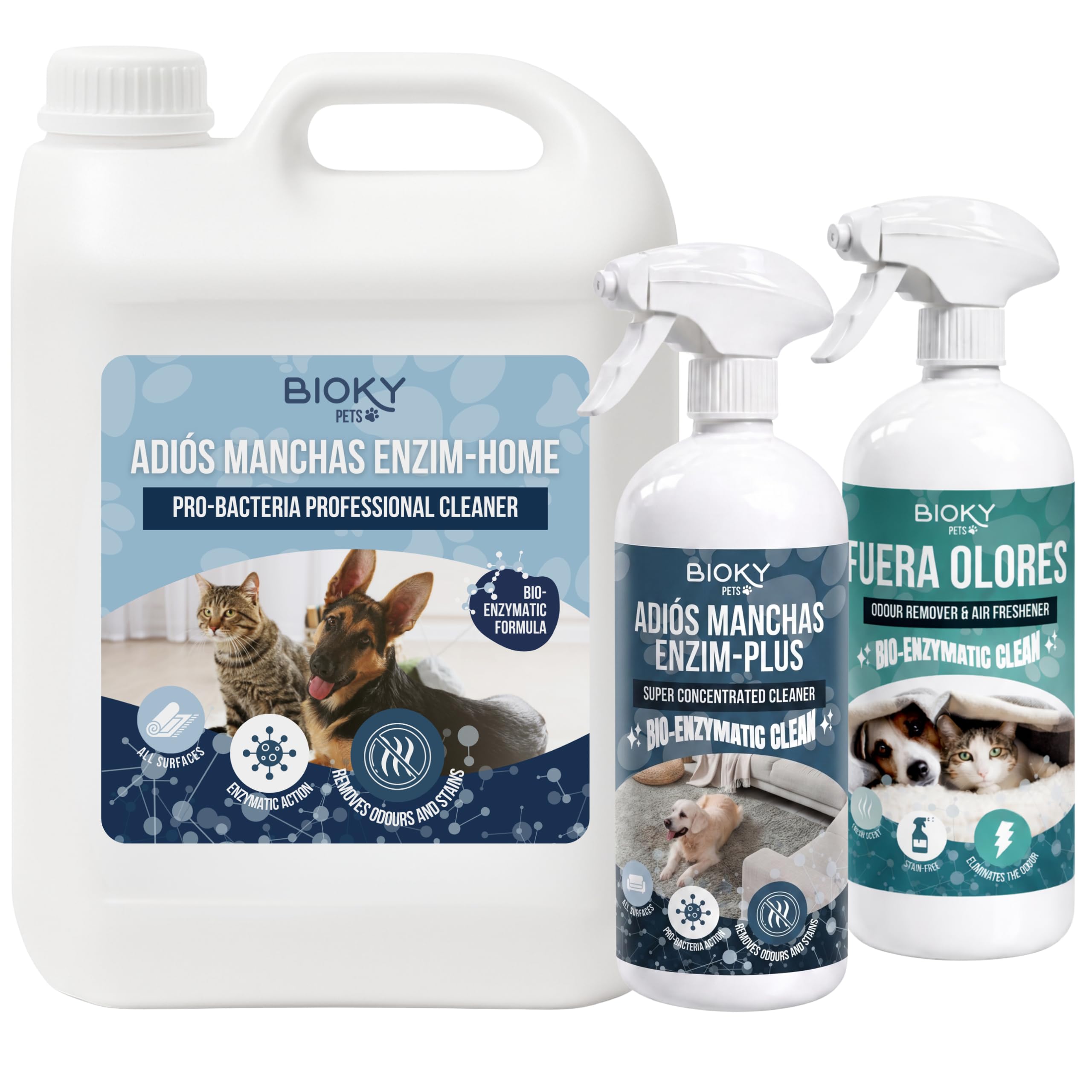 Kit 3 Limpiadores Enzimáticos - Elimina Orina Mascotas, Perros y Gatos