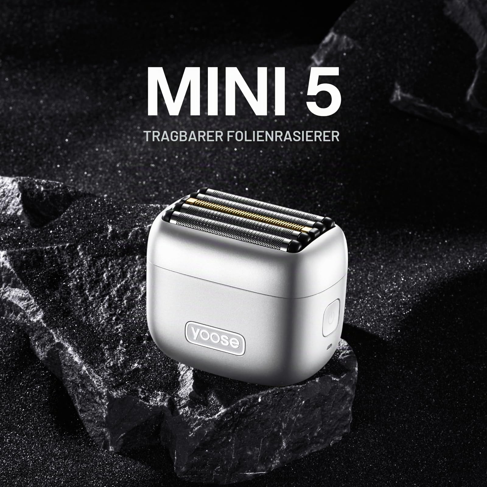 yoose mini Rasierer Herren elektrisch, IPX7 wasserdicht & USB-C wiederaufladbarer Elektrorasierer Herren, mini Rasierer mit magnetischem 5-Flexible-Klingen, Folienrasierer silber