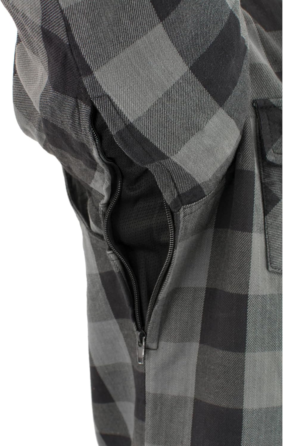 Milwaukee Leather Men's Plaid Flannel Biker Shirt with CE Approved Armor - Reinforced w/Protective Fibers