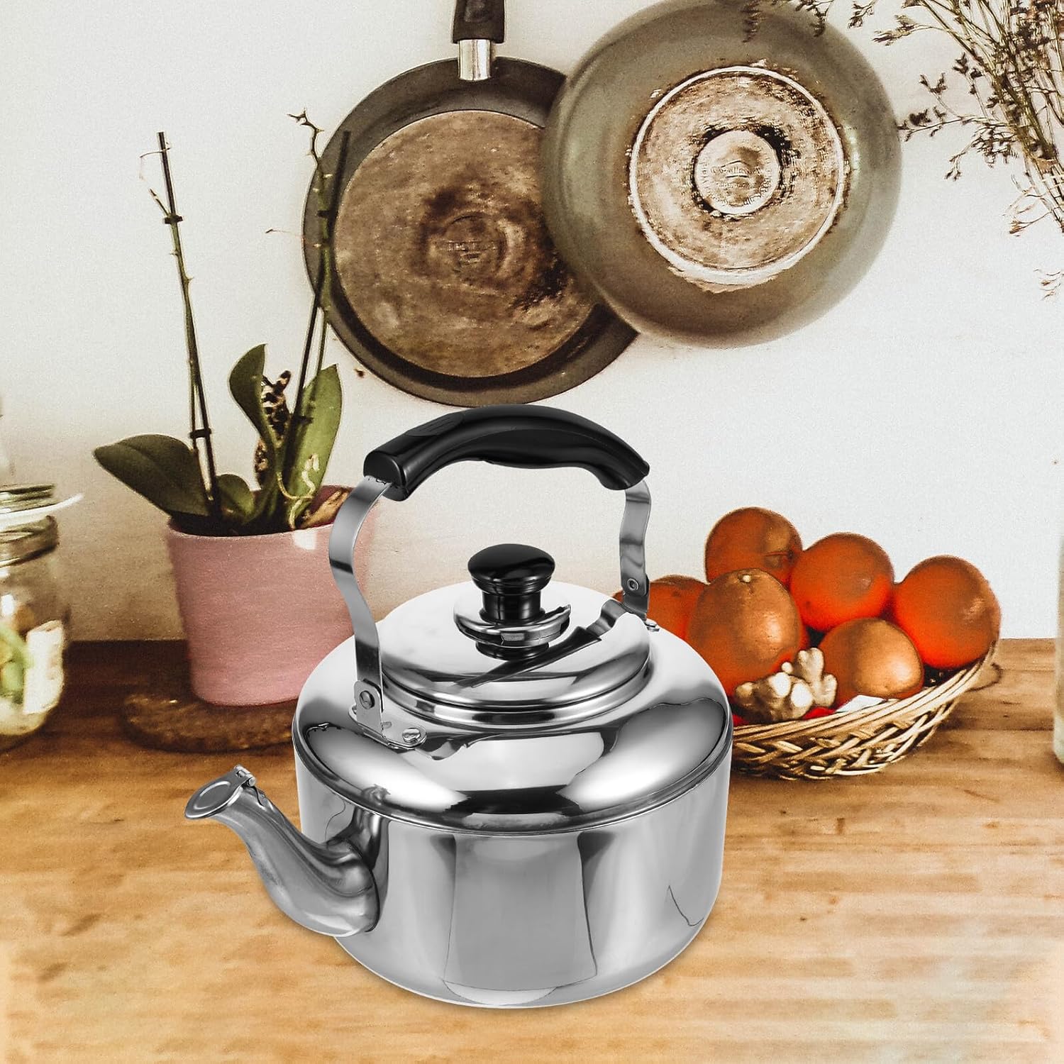 Generic Stainless Steel Stovetop Tea Kettle Whistling Water Boiler Classic Teapot with Ergonomic Handle for Gas Stove Top Brewing