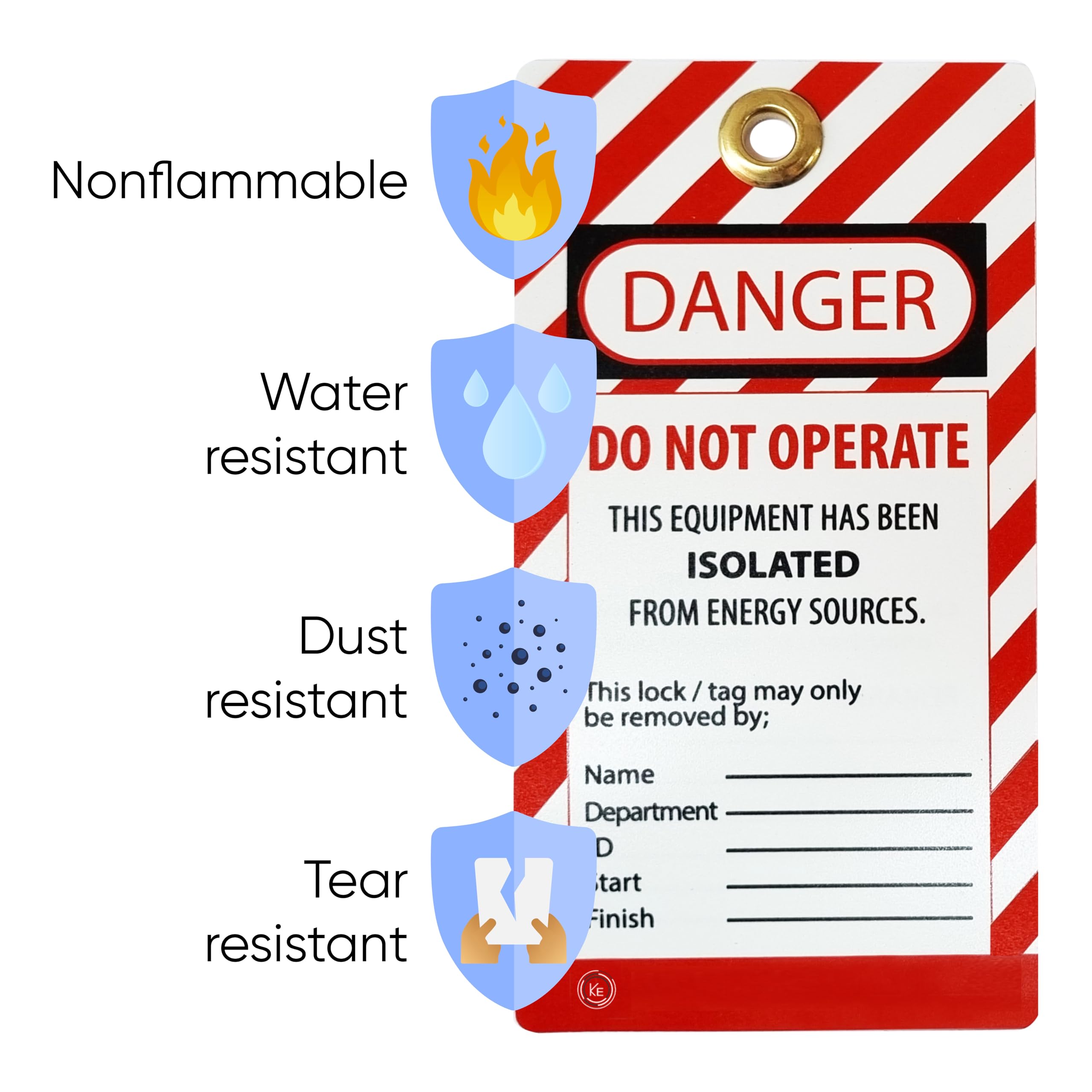 Ke Kilitle Etiketle Lockout Tagout Tags | Durable, Weather-Resistant PVC | Safety Compliance, Customizable, Reusable | 7.5 x 0.05 x 14 cm | OSHA Compliant Loto Safety Tags (30)