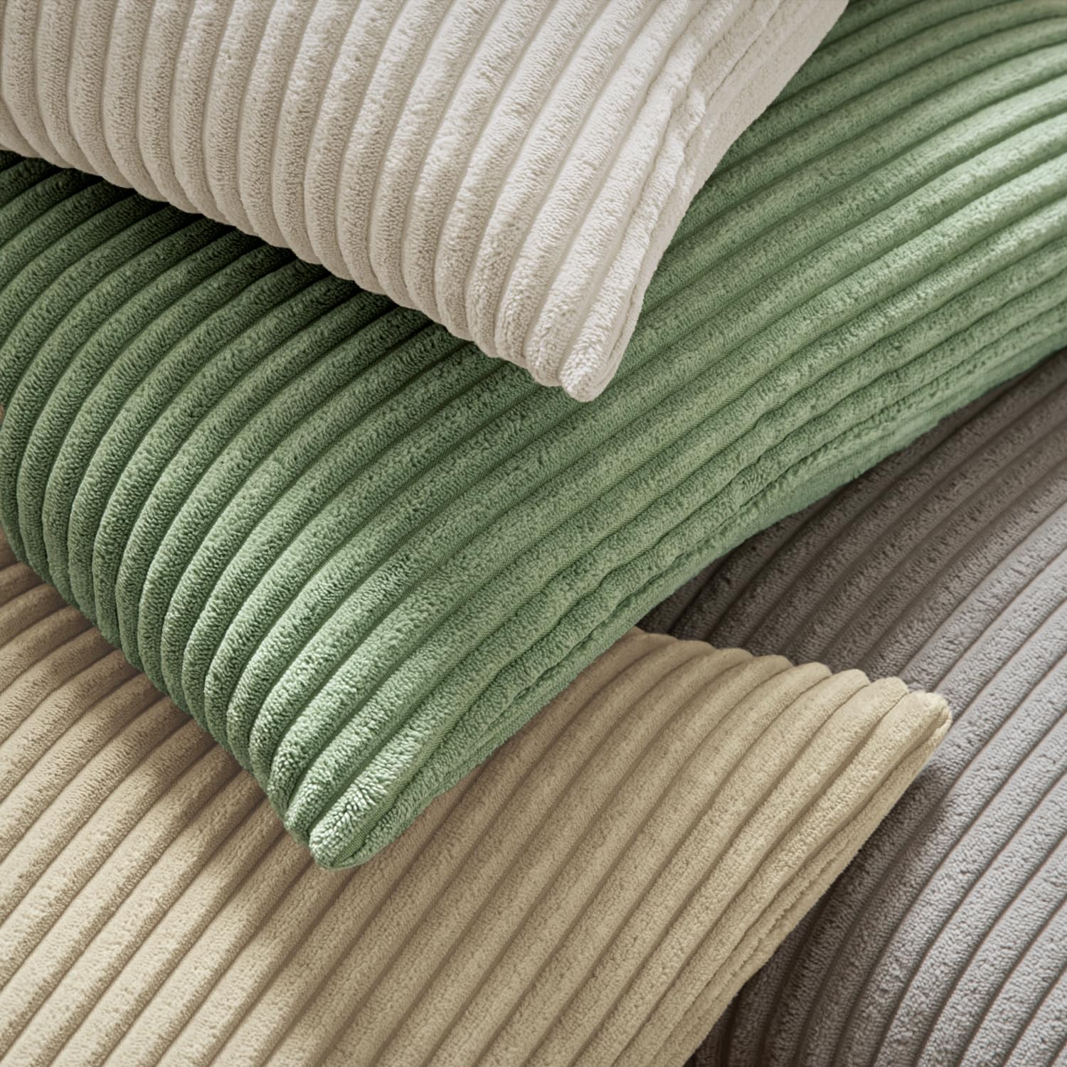 MIULEE Federe per Cuscini per Divano in Velluto a Coste Copricuscini per Camera da Letto Soggiorno Federa per Letto Matrimoniale Moderna Decorativa Fodere Quadrati 2 Pezzi 40X40 CM Fagiolo Verde