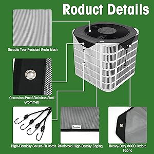 Air Conditioner Covers for Outside units, 36 x 36 Central Air conditioner Covers for Outside, Fits Most Central AC Units, Top Protection Defender DesignMesh36 x 36