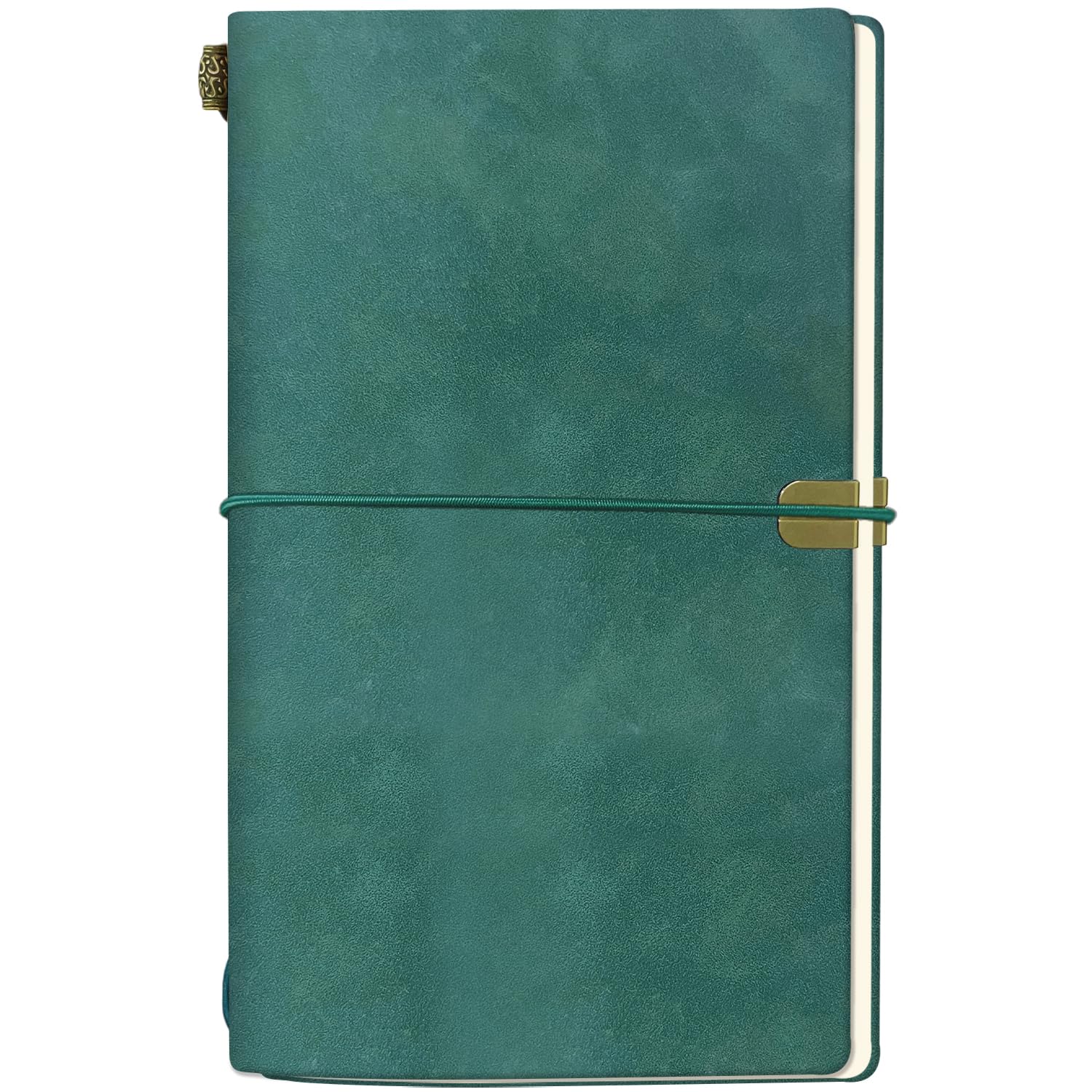 Corelaytun Green Refillable Travel Journal Notebook, 4.8 x 8” Faux Leather Journals Lined Grid Dot 192 Pages Travellers Notebooks Vintage Diary with 3 Kinds of Insert Book Gift for Men Women