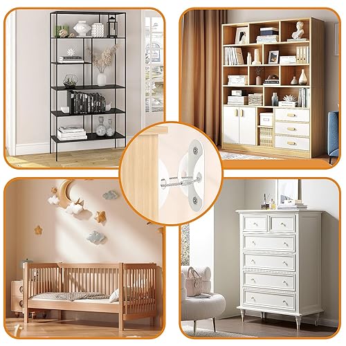 Miniatura 7 de Anclajes para muebles (10 unidades) para bebés, antipunta, anclaje de muebles que asegura 420 libras de tensión resistente a terremotos, anclaje de