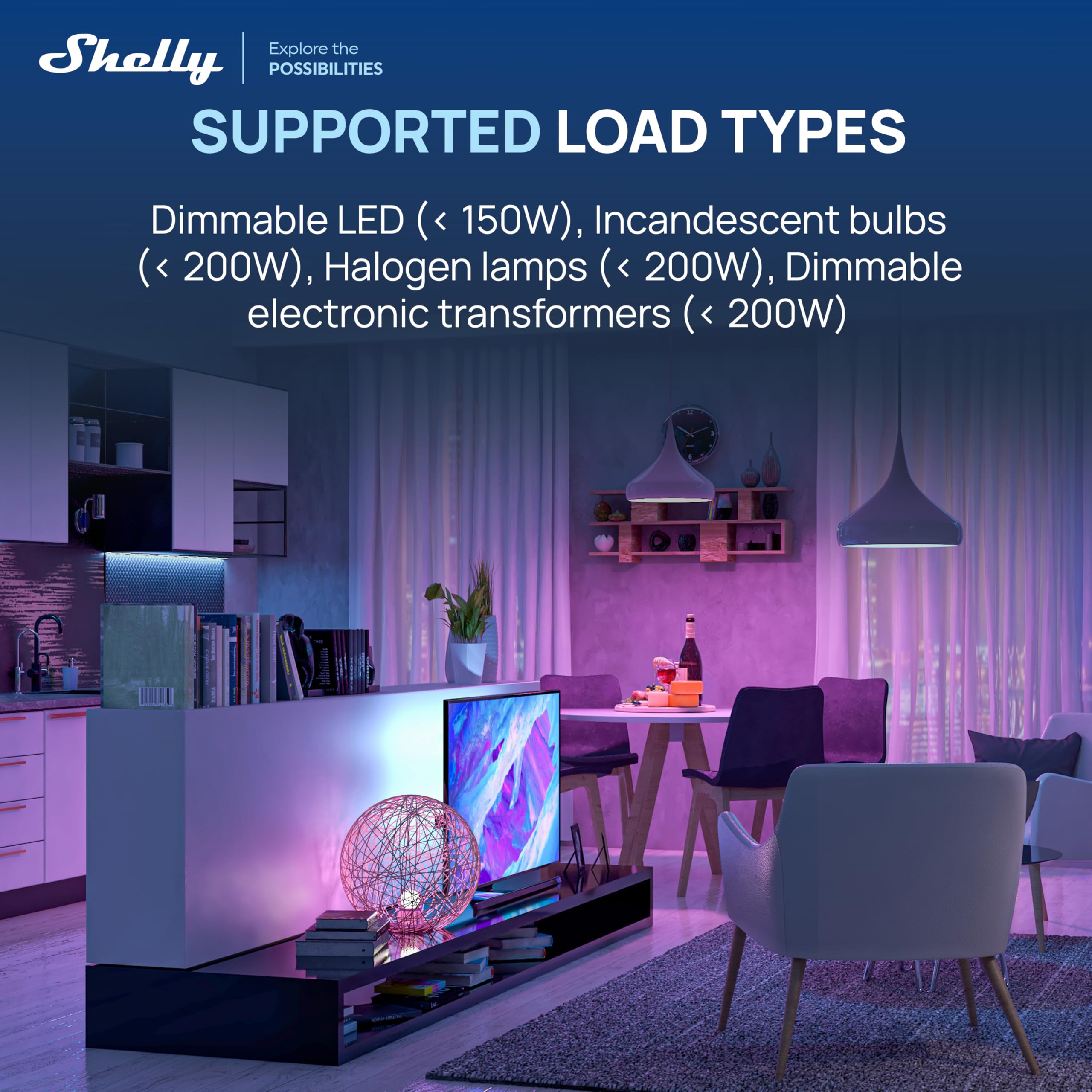 Shelly Dimmer Gen4 - Dimmer Smart WiFi, Certificato Matter, Per Luci Dimmerabili, Interruttore Zigbee, LED Strip, Timer, Senza Neutro, Nessun Hub Richiesto, Alexa, Google Home e Apple HomeKit