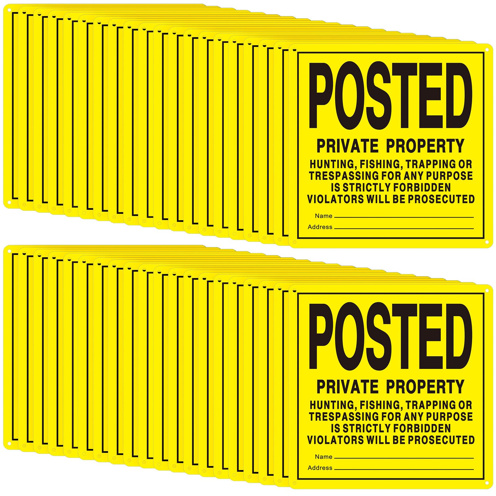 Tandefio 40 Pcs No Trespassing Posted Signs Large Private Property Reflective Aluminum Posted Signs No Hunting Fishing Trapping or Trespassing for