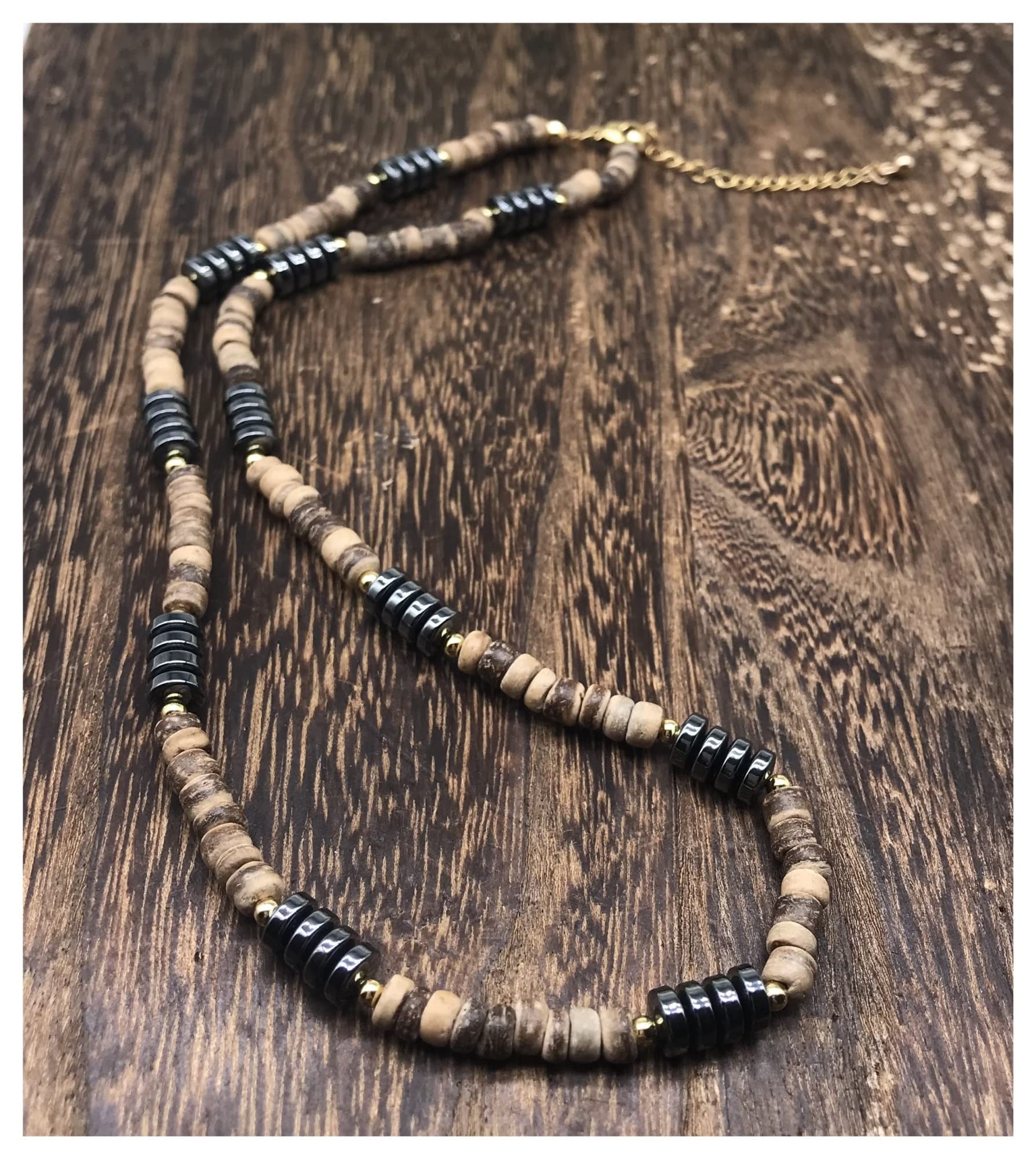 creazione di Gioielli Collana di Perline di Pietra Naturale Uomini e Donne Non mostrano Gioielli in Acciaio. (Color : 60cm, Size : 3)