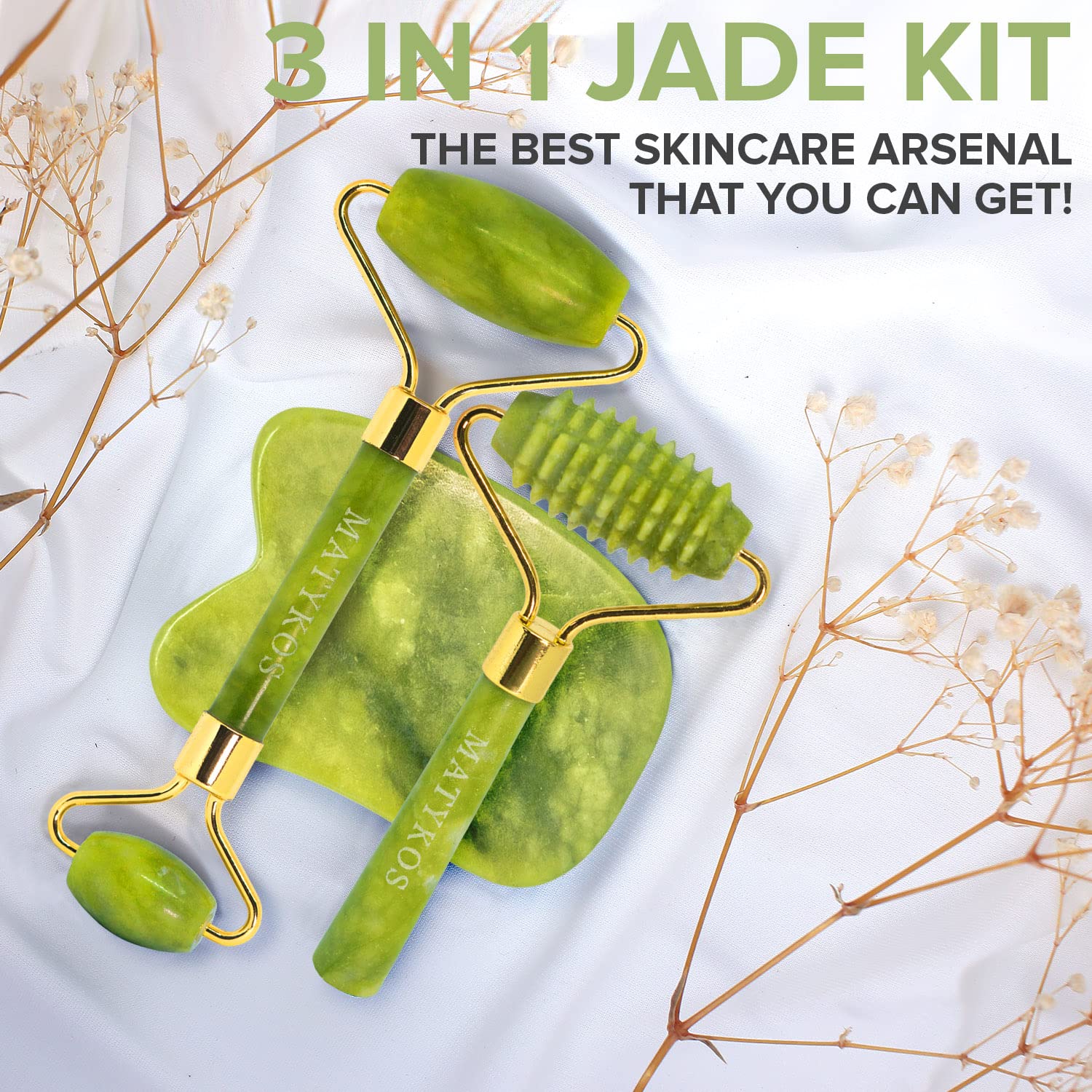 The Original Himalayan Chi Jade Roller and Gua Sha Tools For Face and