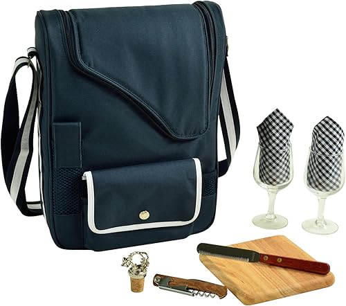 Miniatura 2 de Picnic at Ascot - Portador de vino Deluxe con copas de vino de vidrio y accesorios para dos