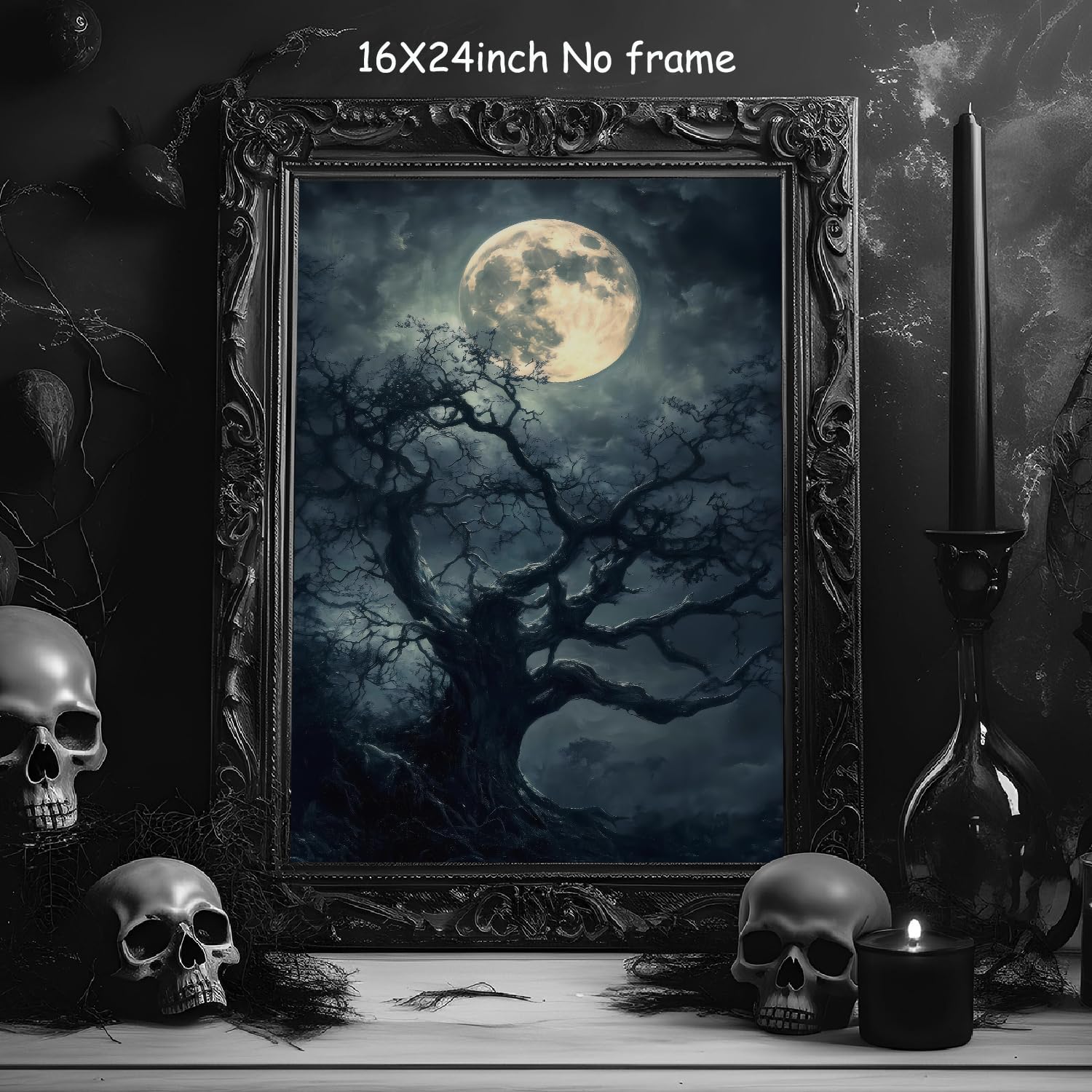 Amazon.com: Mastraxin Gothic Moon Landscape Wall Art Full Moon